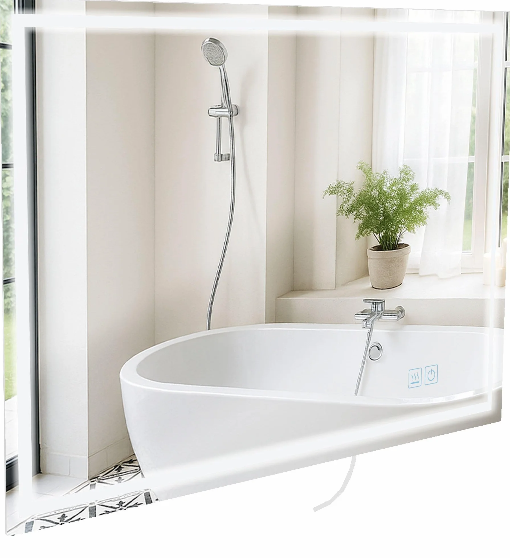 CLP Specchio da bagno Jaffrey, altoparlante Bluetooth, antiappannamento, specchio da parete con illuminazione a LED, dimmerabile, Dimensione:70x100 cm
