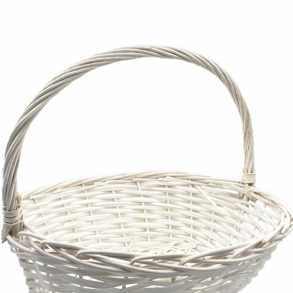 Cesti in Vimini Bianchi Set 2 Pezzi 47x38x39 cm e 54x47x44 cm con Manico Cestini Portaoggetti
