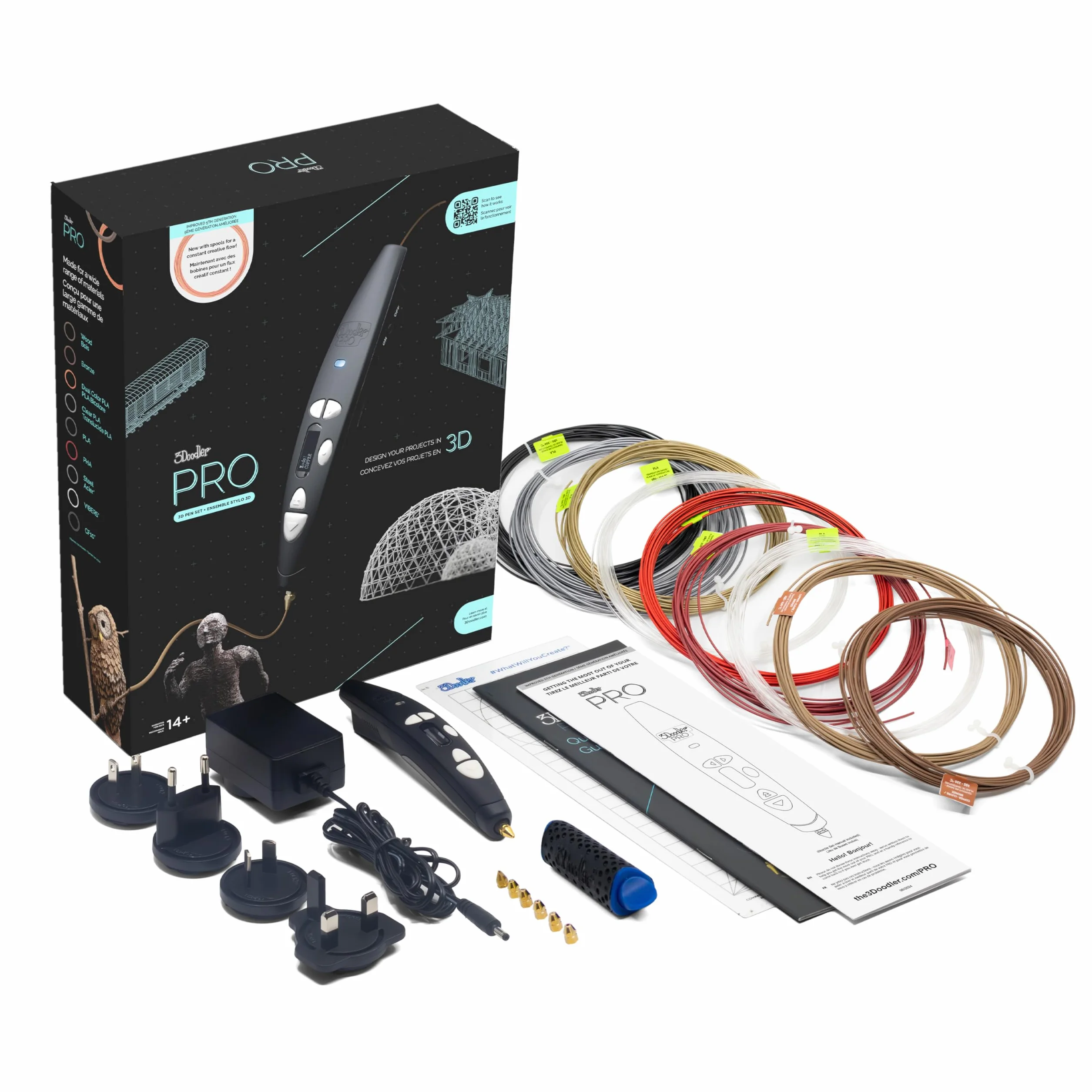 3Doodler PRO (2025) Penna di stampa 3D per professionisti creativi con materiali plastici e ugelli intercambiabili