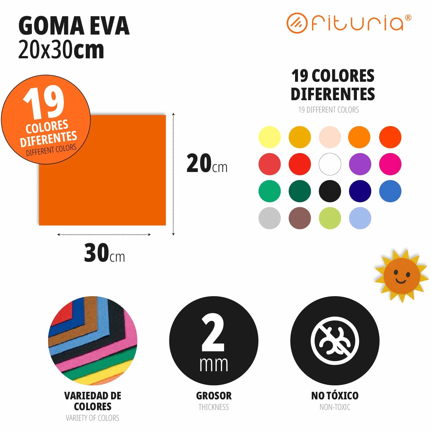 OFITURIA Fogli Gomma Eva Colorata 20x30cm Nero 5 pz per Lavoretti Creativi