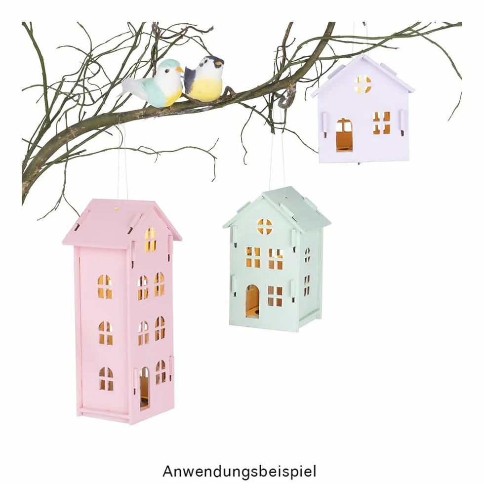 Casa di Legno Decorativa Naturale Miniatura da Assemblare per LED Tea Light 7,3 cm x 8,4 cm x 7,8 cm