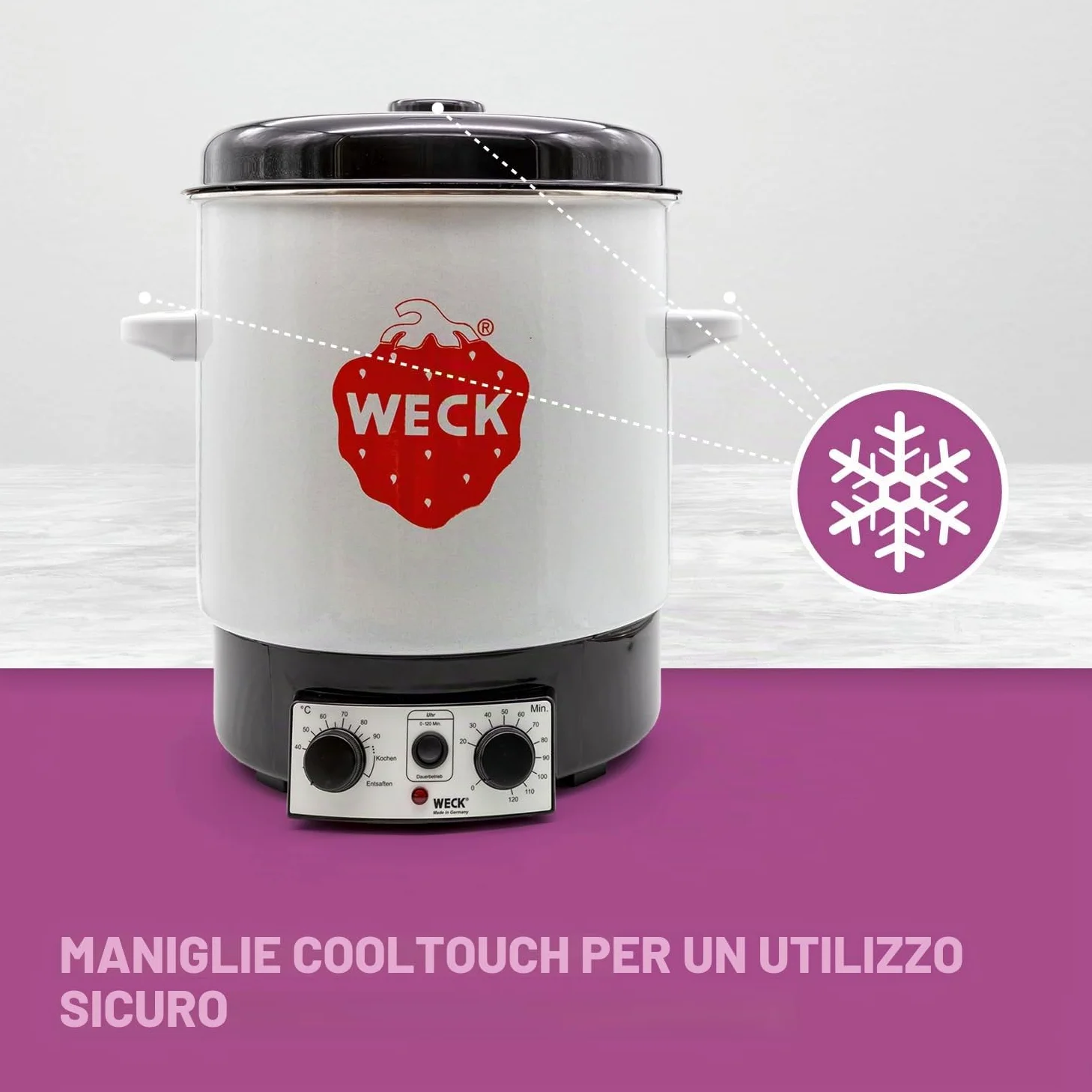 WECK Sterilizzatore elettrico WAT 15 (sterilizzatore a smalto, dispensatore di acqua calda, fornello per vino caldo, termostato, timer, 29 litri) 6830