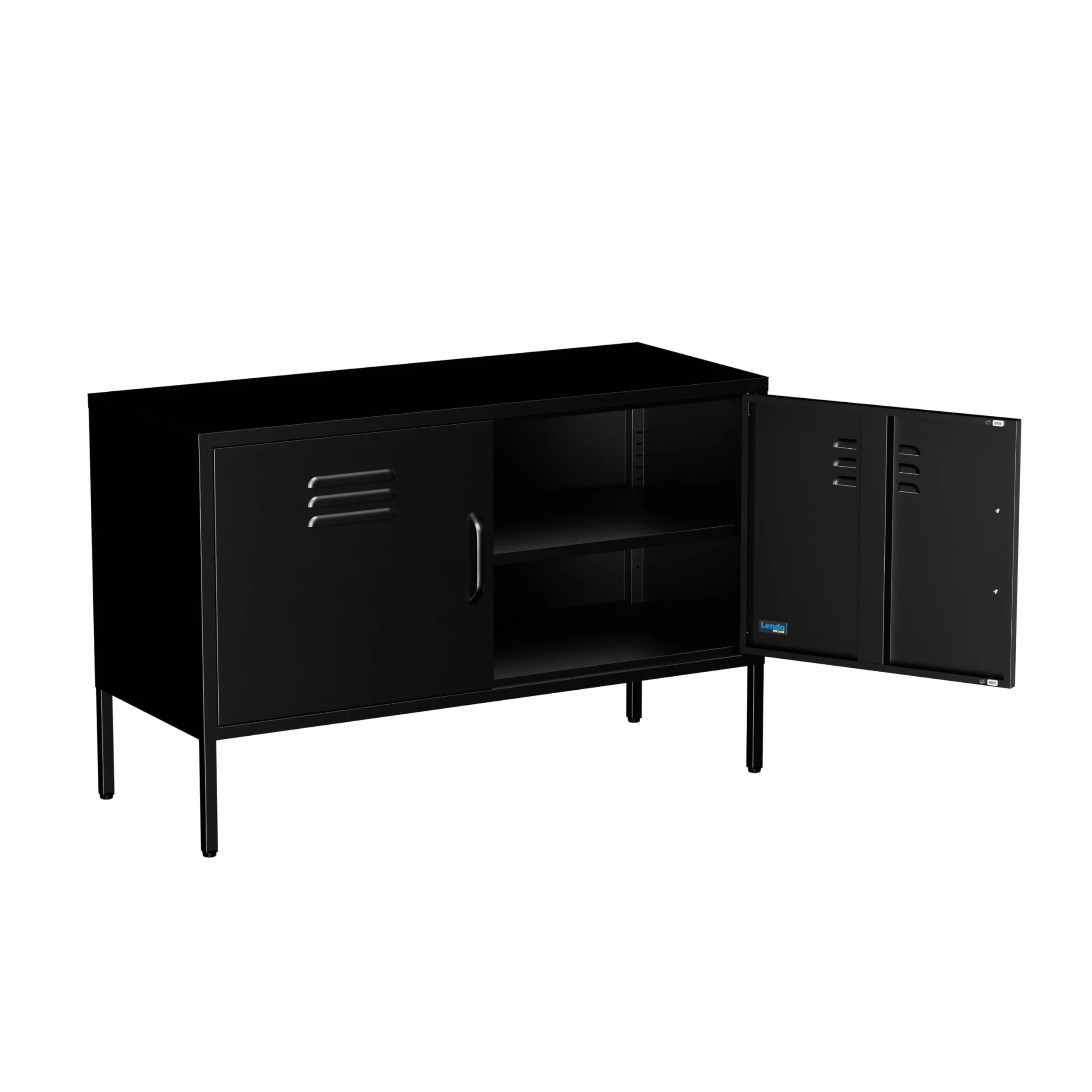Mobile TV in Metallo – Lowboard Industriale – 100x40x65 cm – Mobile Porta TV per Soggiorno (Nero)