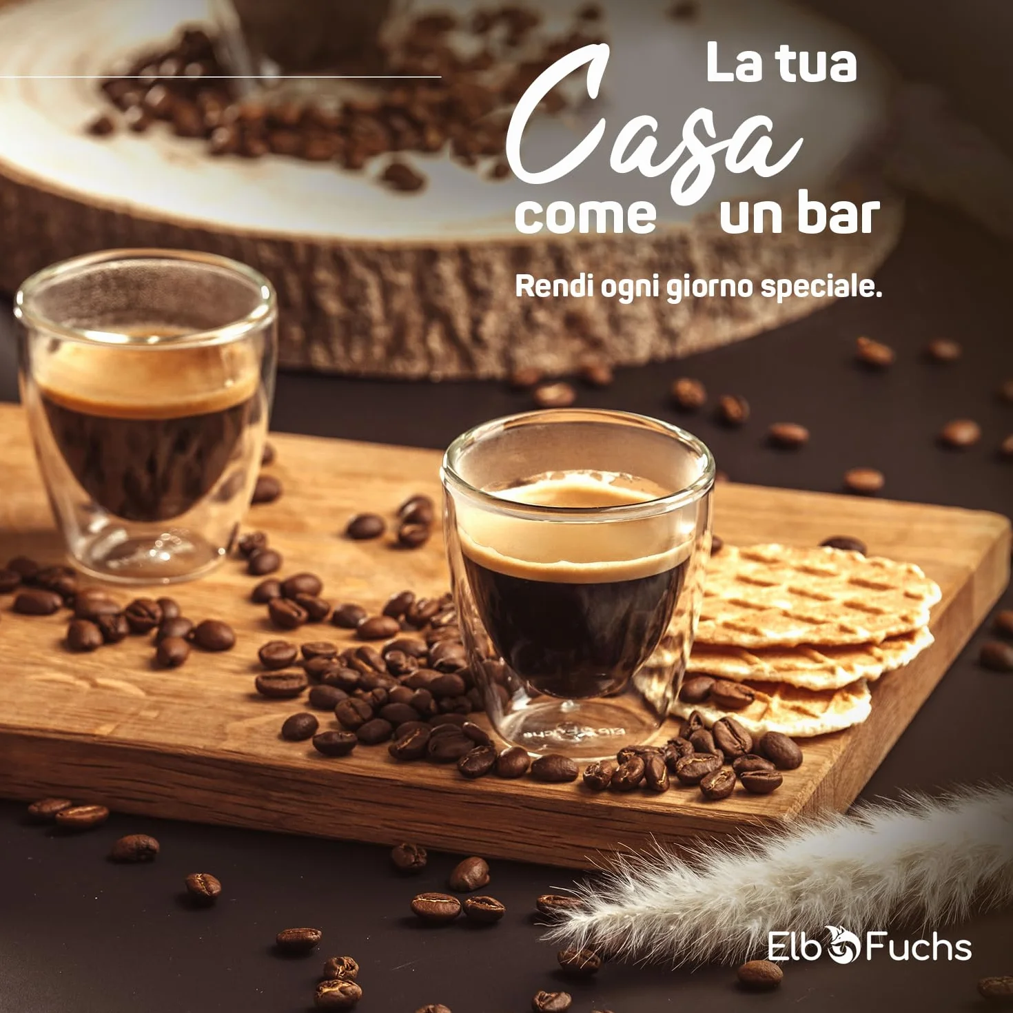 ElbFuchs® Set di tazzine caffè in vetro doppia parete 80ml 4 pezzi per espresso regalo
