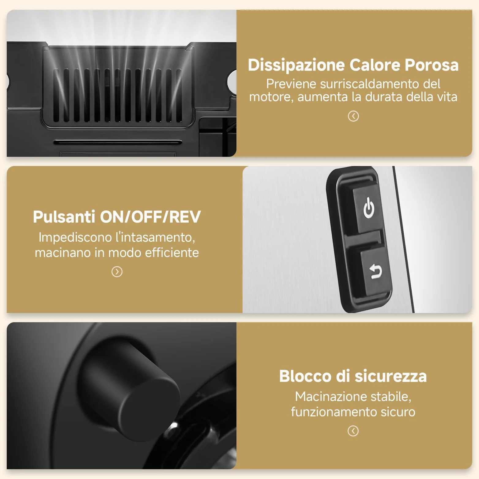 AAOBOSI Tritacarne Elettrico, 3-In-1 Tritacarne Elettrico Professionale [3000W MAX], 2 Lame, 3 Piastre Di Macinazione In Acciaio Inox, 1 Tubi Per Insaccati, 1 Kubbe