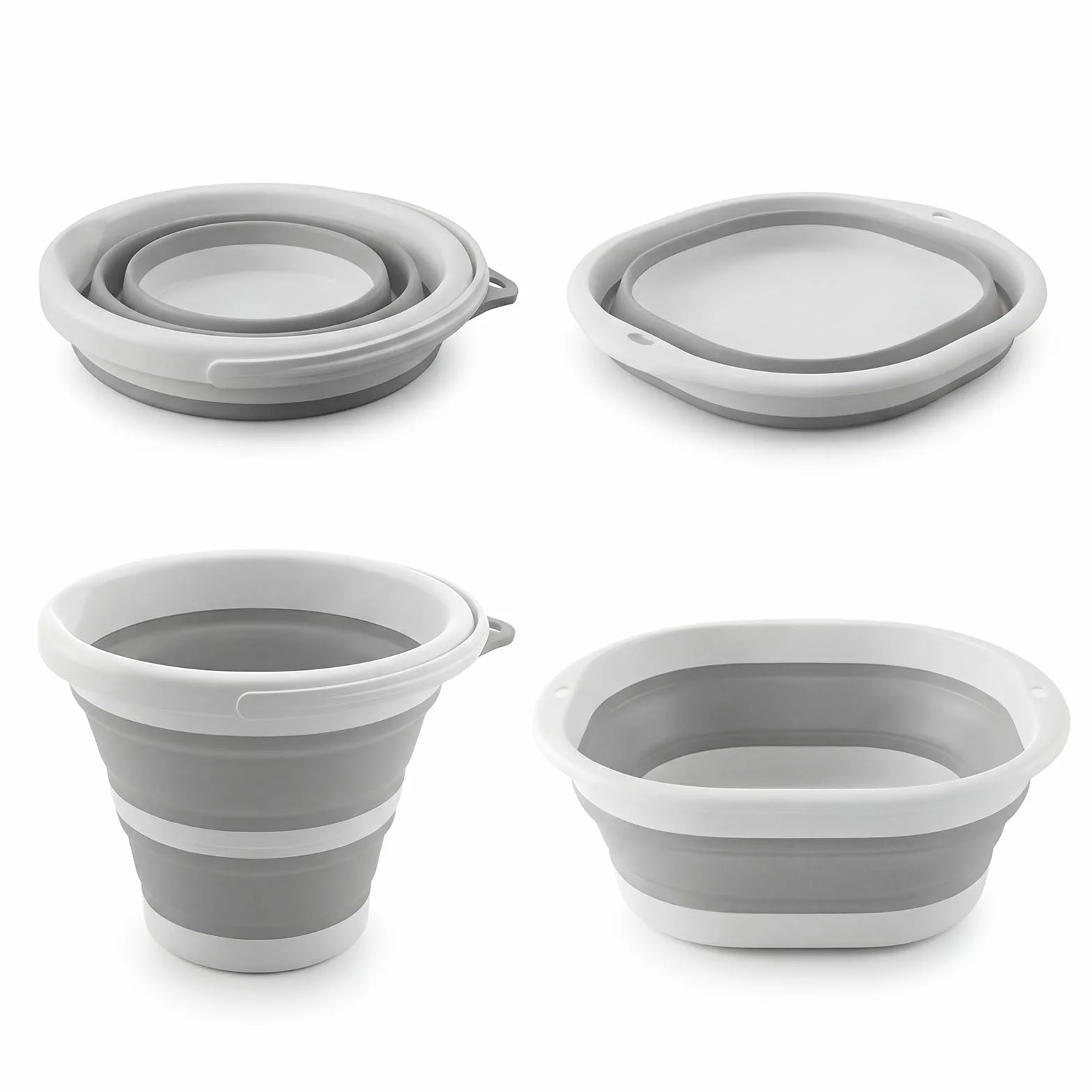 Secchio pieghevole da 5 l, di medie dimensioni, pieghevole, pieghevole, da 5 litri, per lavabo, portatile, pieghevole, pieghevole, per campeggio, casa, colore grigio