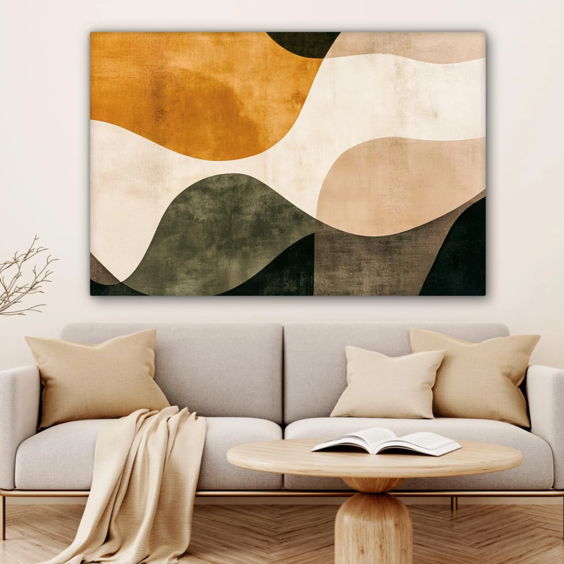 MuchoWow© Quadri Grandi Dimensioni 120x80 cm Quadretti Da Parete Quadro Moderno Camera Da Letto Stampa Foto Su Tela Soggiorno Cornice Decorazioni Forme - GialloOro - Astratto