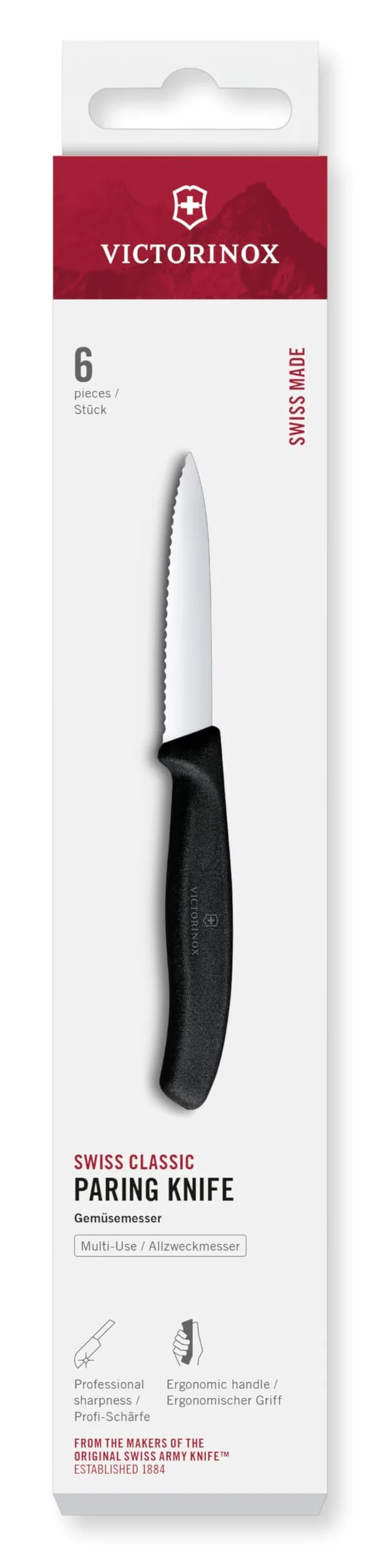 Victorinox Swiss Classic 6 Pezzi Set Coltelli per Verdure Professionali 8 cm Nero