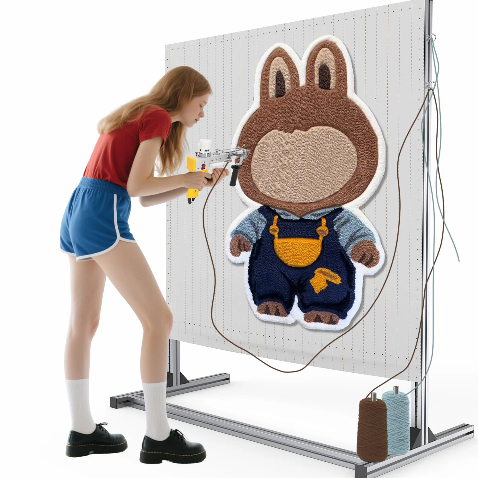 NODOCA Telaio Tufting da 135 cm, con 170 punte, telaio in alluminio e metallo per la produzione di tappeti, supporto in tessuto per principianti