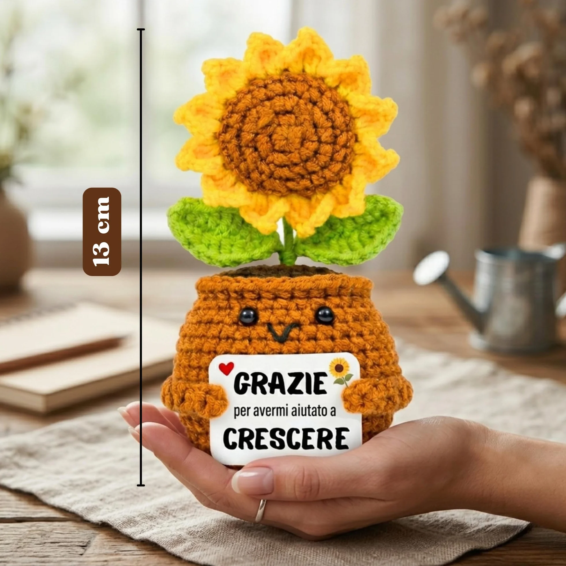 Regalo Maestra Girasole Uncinetto Grazie per avermi aiutato a crescere Peluche Positivo Insegnante