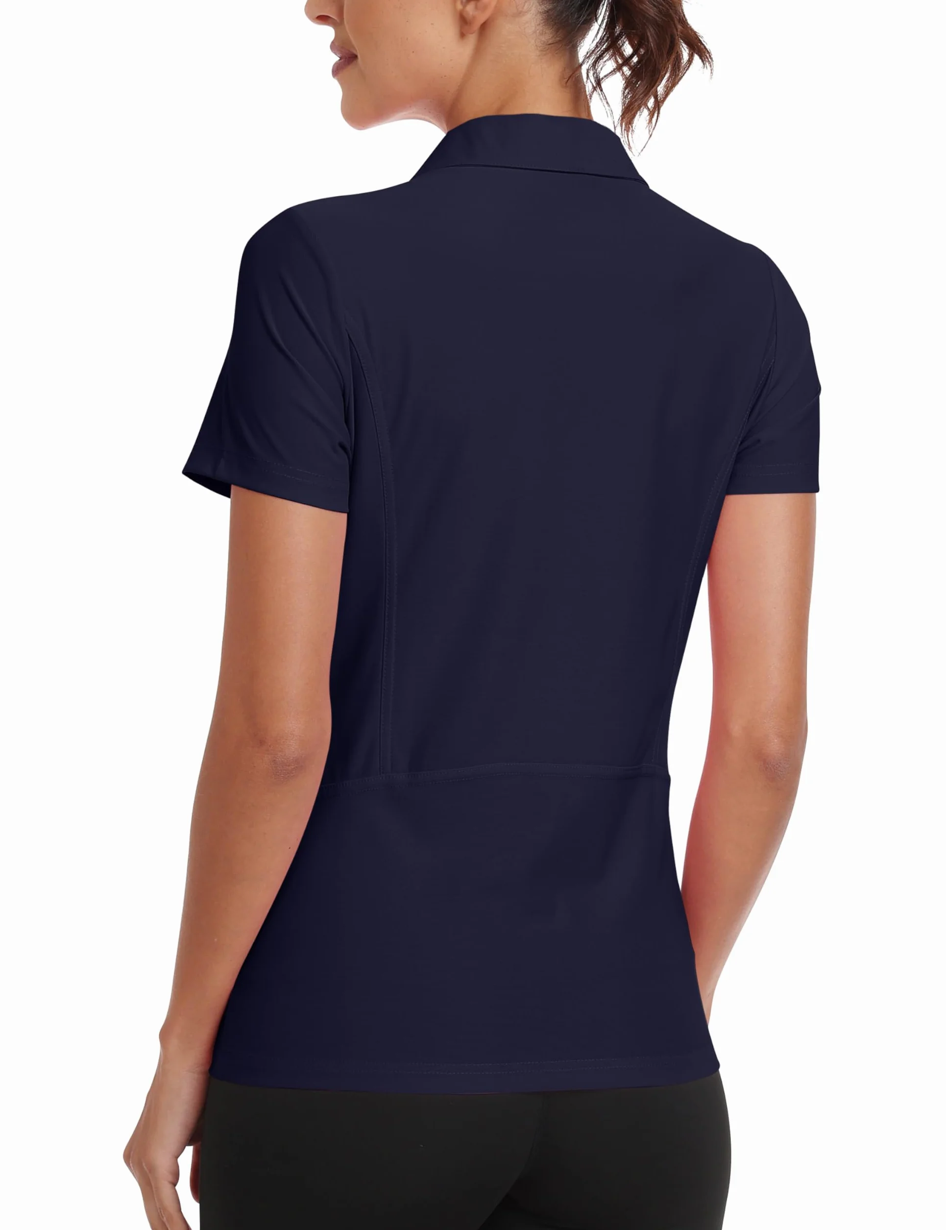 Polo Donna Manica Corta Cerniera 1/4 Golf Poloshirt Eleganti Lavoro Camicia Traspirante Sport Top