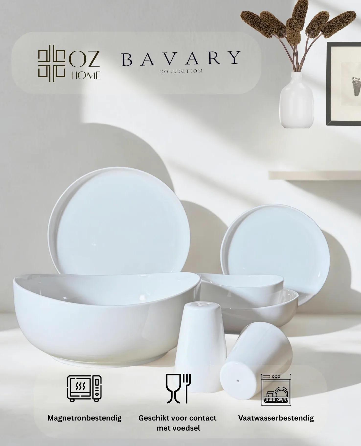 BAVARY Set Piatti Porcellana Smile 27 Pezzi – Set Piatti 6 Persone Pensato Come Servizio Piatti Completo – Stile Da Piatti Moderni – Dettagli Da Servizio Piatti 6 Persone In Autentico – Set Cucina