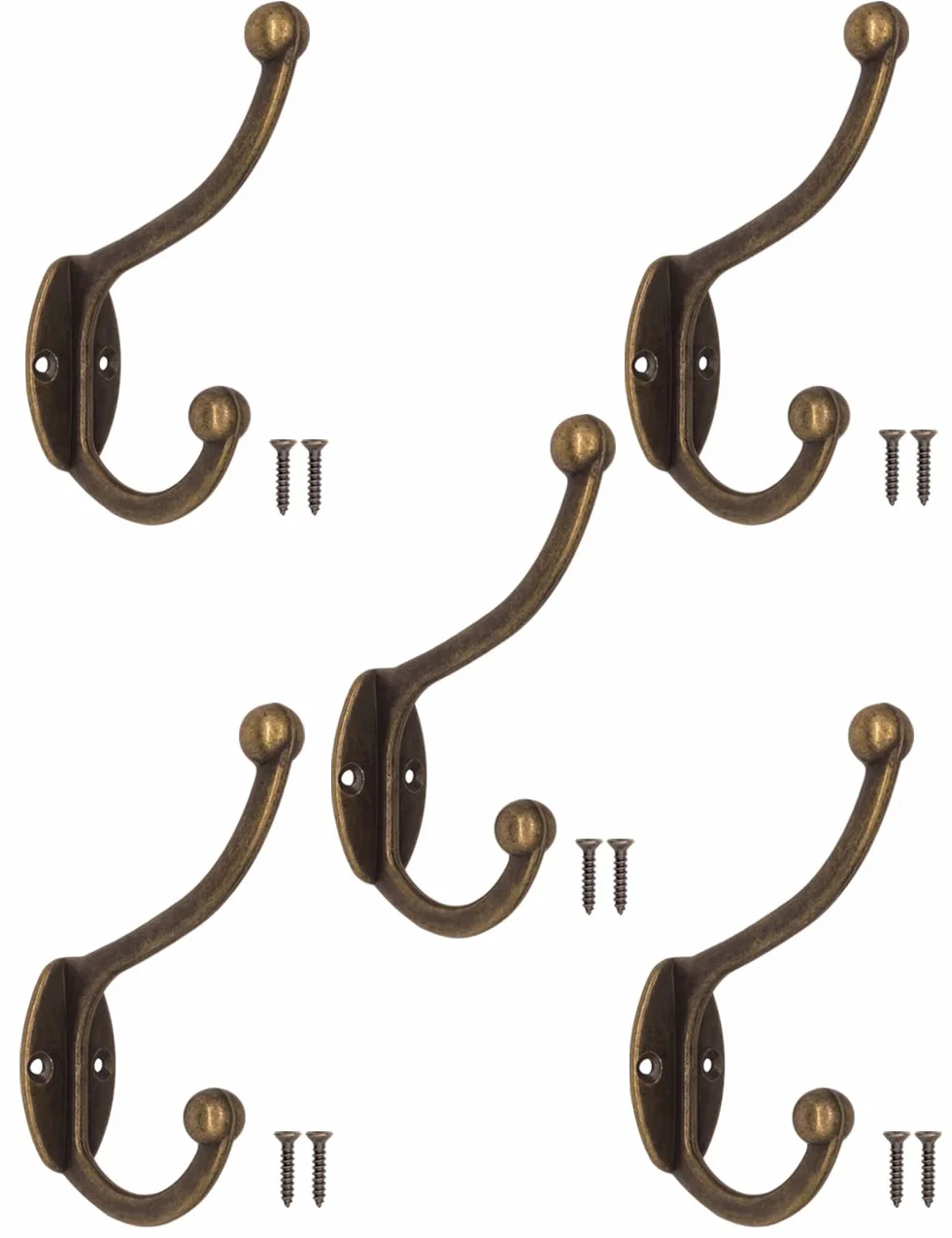 Ganci appendiabiti in ghisa Set di 5 Fuxxer® effetto anticato retrò vintage rustico