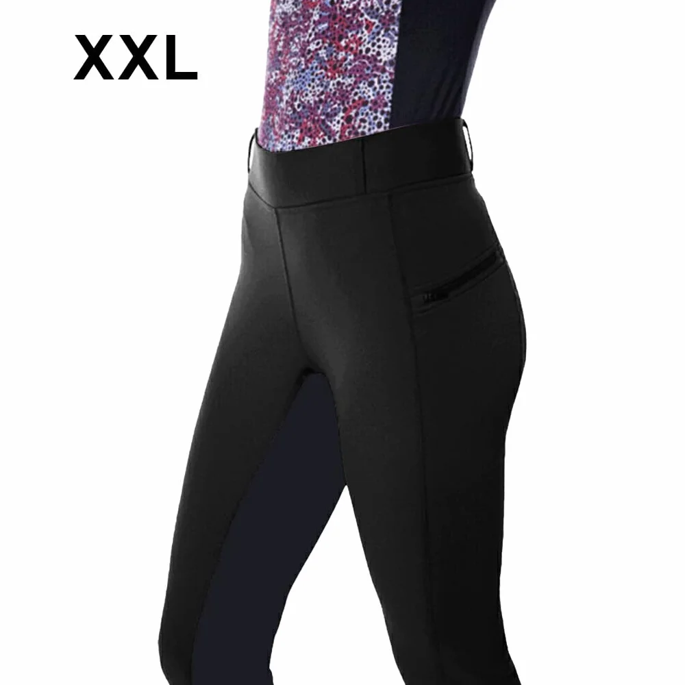 Pantaloni da Equitazione Resistenti agli Strappi Cuciture Fini Poliestere Nero XXL