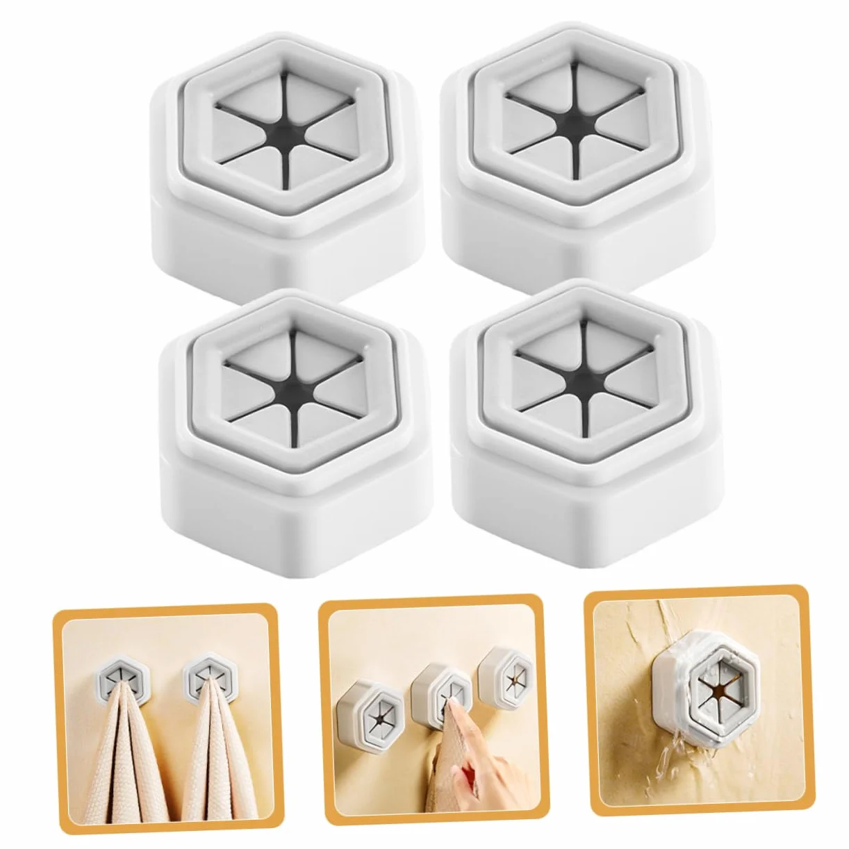 Ganci Per Asciugamani Autoadesivi Da Parete 4 Pezzi ABS PVC Bianco Grigio Design