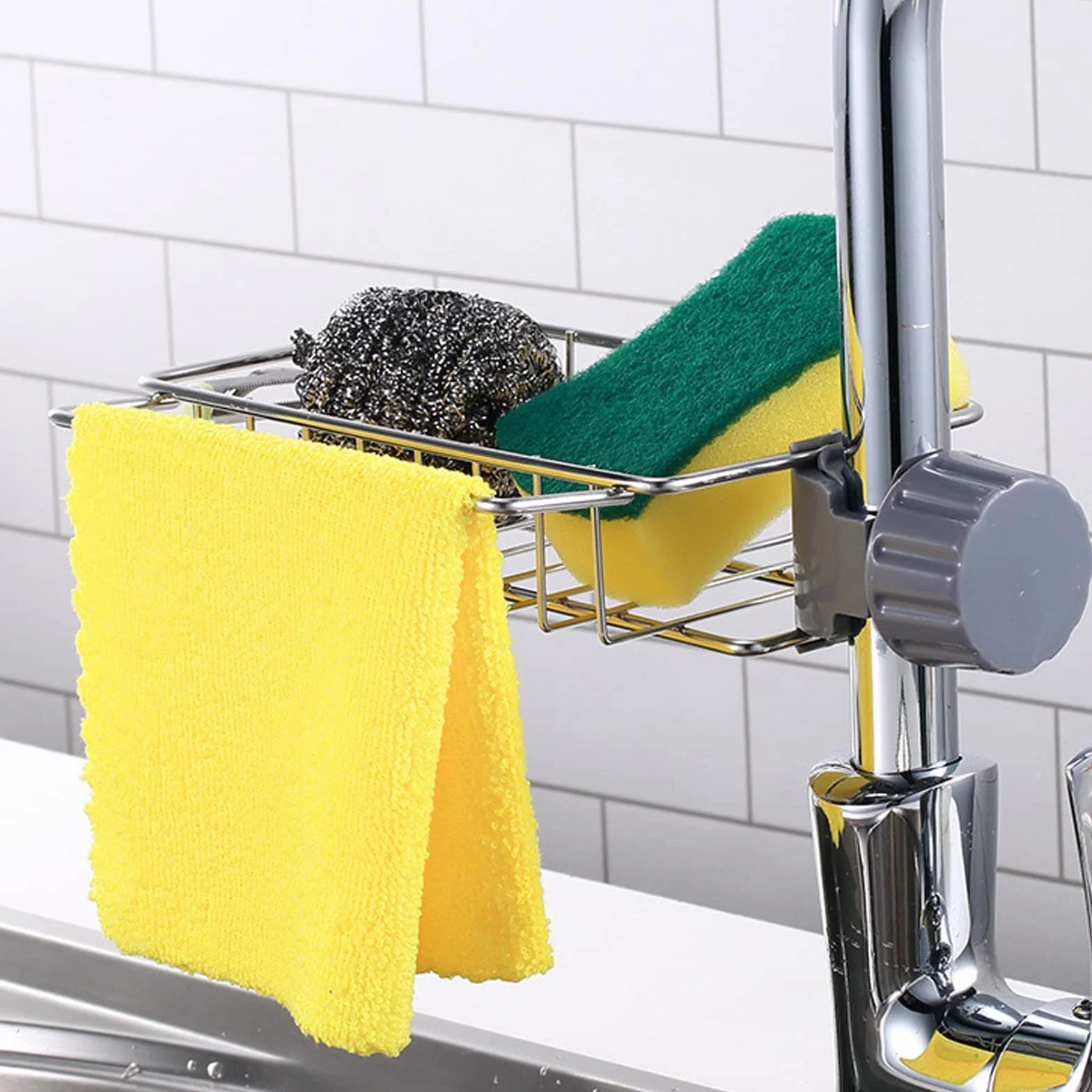 Porta Sapone Doccia Senza Foratura Acciaio Inox 304 Antiruggine Regolabile Aste 15-30mm