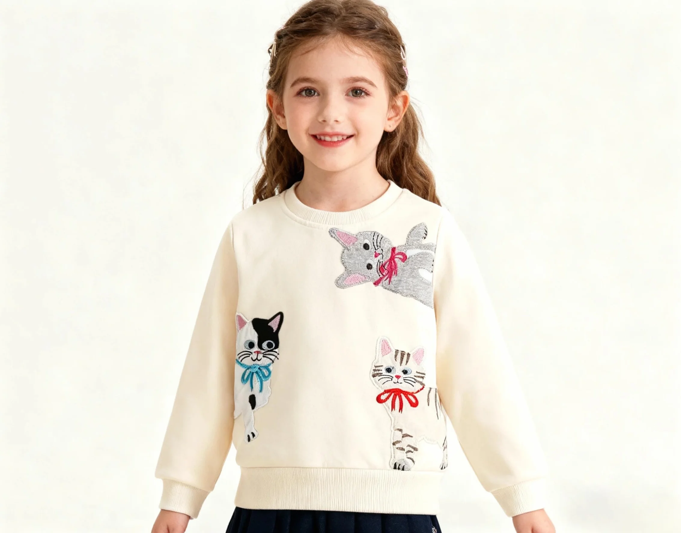 Felpa Bambina Senza Cappuccio Pullover Bimba Cotone Maglione Girocollo Unicorno 2-8 Anni