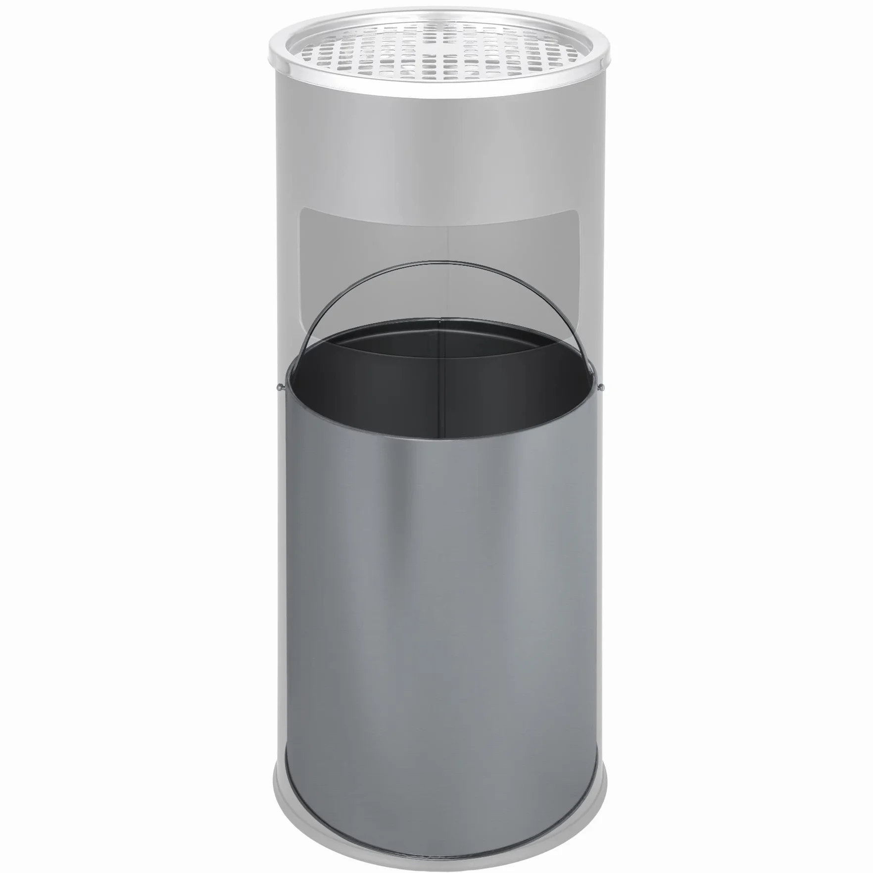 tectake Posacenere da esterno a Colonna 25x61cm, Acciaio, Nero, con Pattumiera Integrata