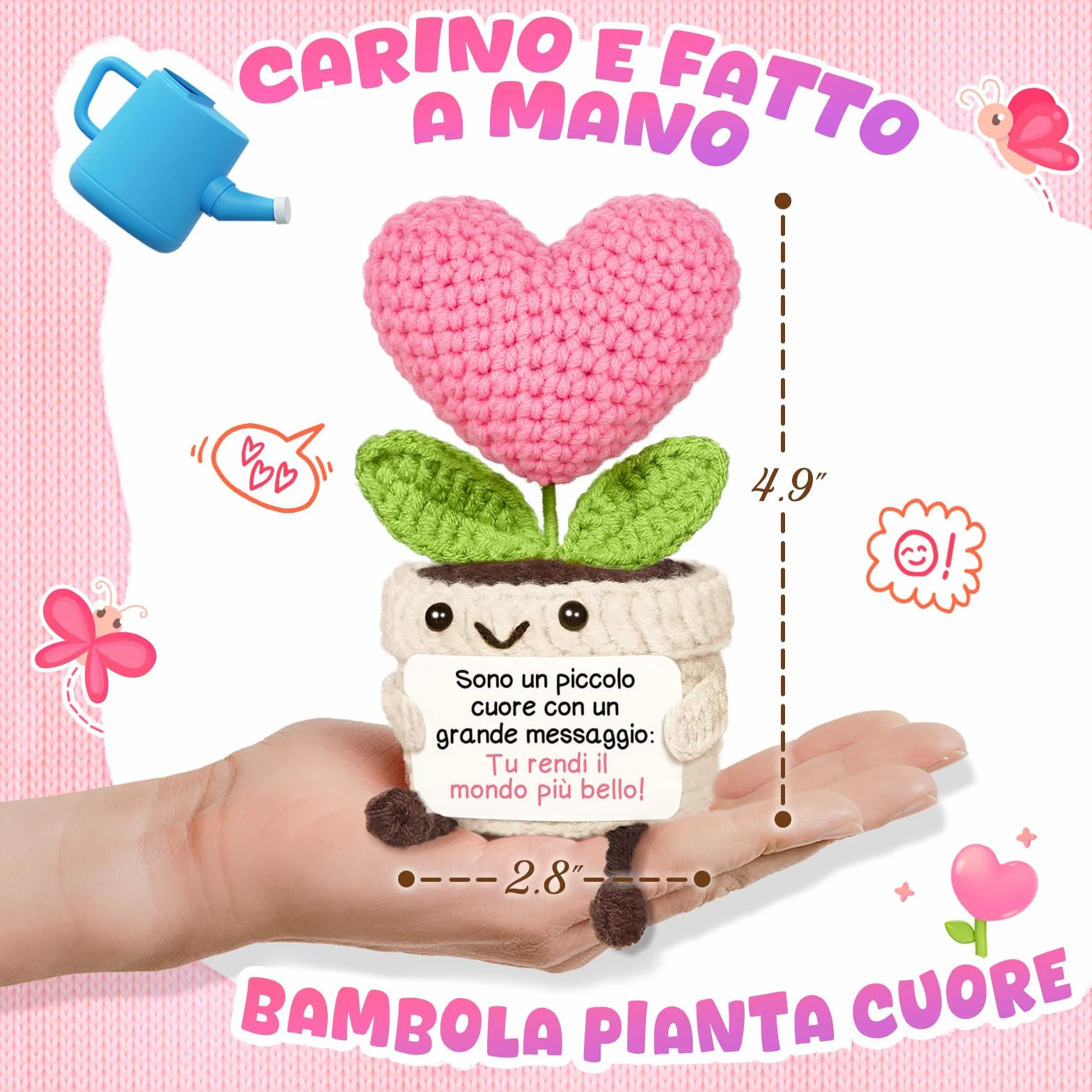 Regalo Donna, Regalo Amica Compleanno - Cuore all’Uncinetto di Supporto Emotivo, Regali Donna Compleanno, per Natale, Regali per Collega, Migliore Amica, Fidanzata, Sorella, Mamma
