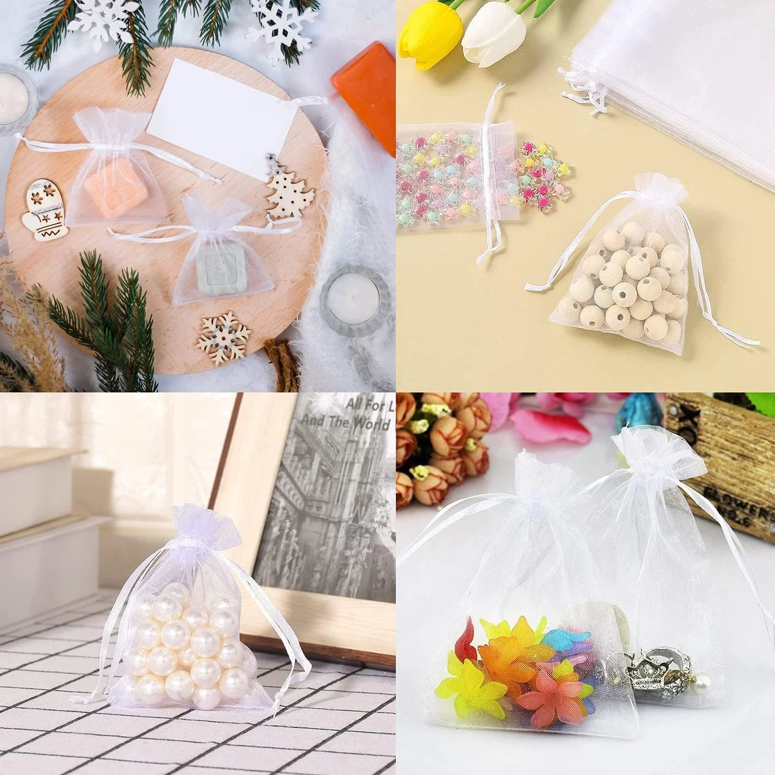 Carehabi sacchetti per confetti in organza 7 x 9 cm, bustine regalo per matrimonio, bomboniere nuziali