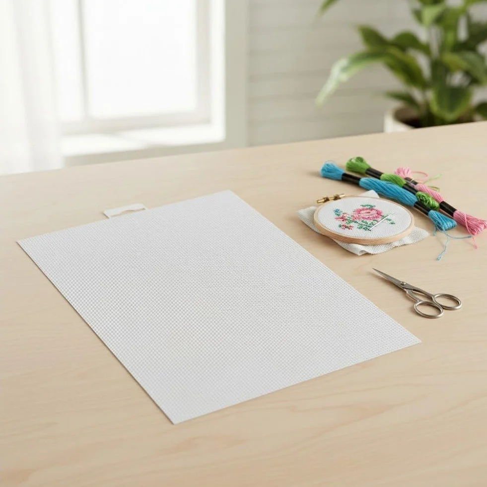 Dianzan 4 Fogli di Tela di Plastica per Ricamo E Punto Croce, Foglio di di Plastica 14 Ct, a Occhielli per Ricamo, Filato Acrilico per Lavori Artigianali
