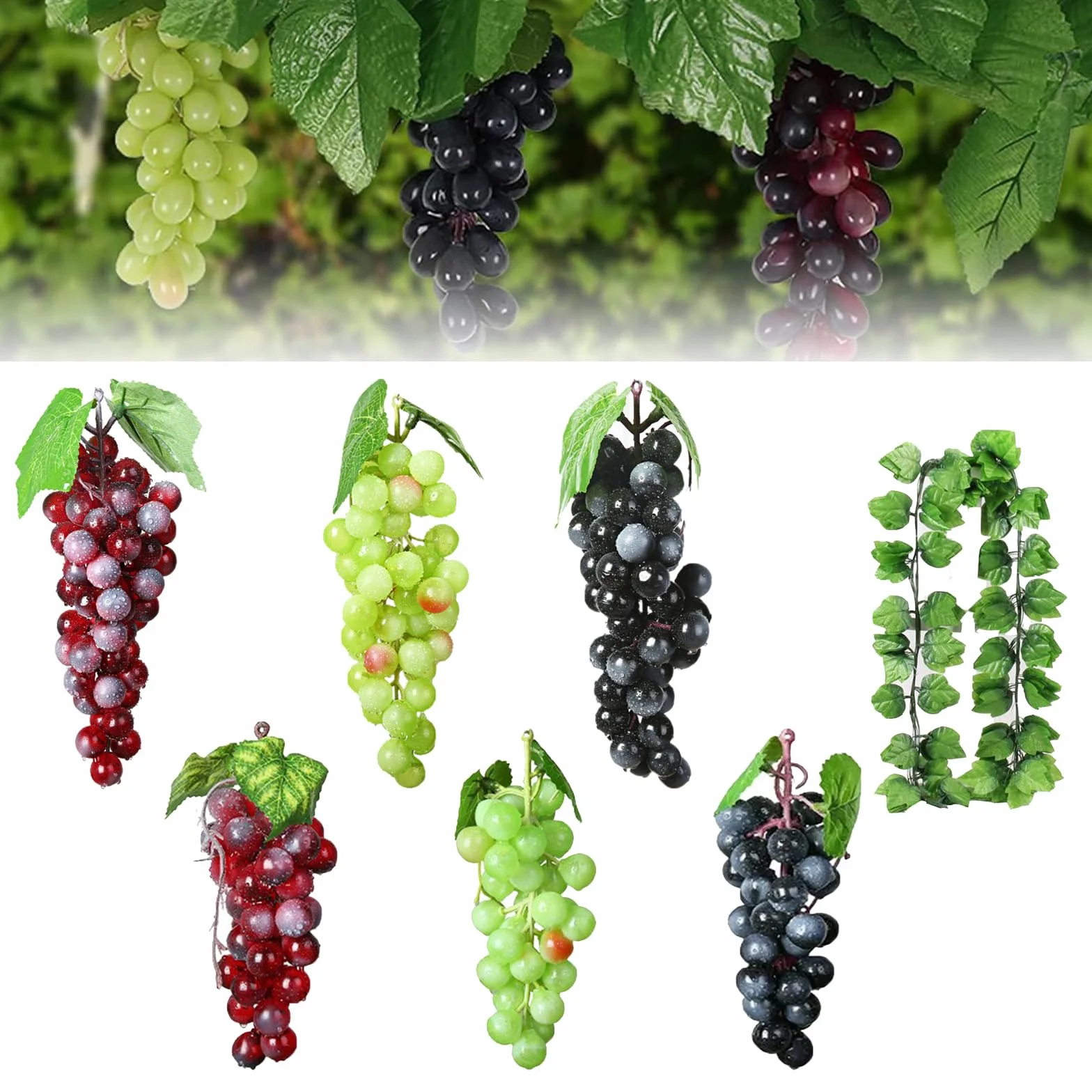 Grappoli Uva Artificiali 7 Pezzi Decorativi Realistici per Decorazione Giardino