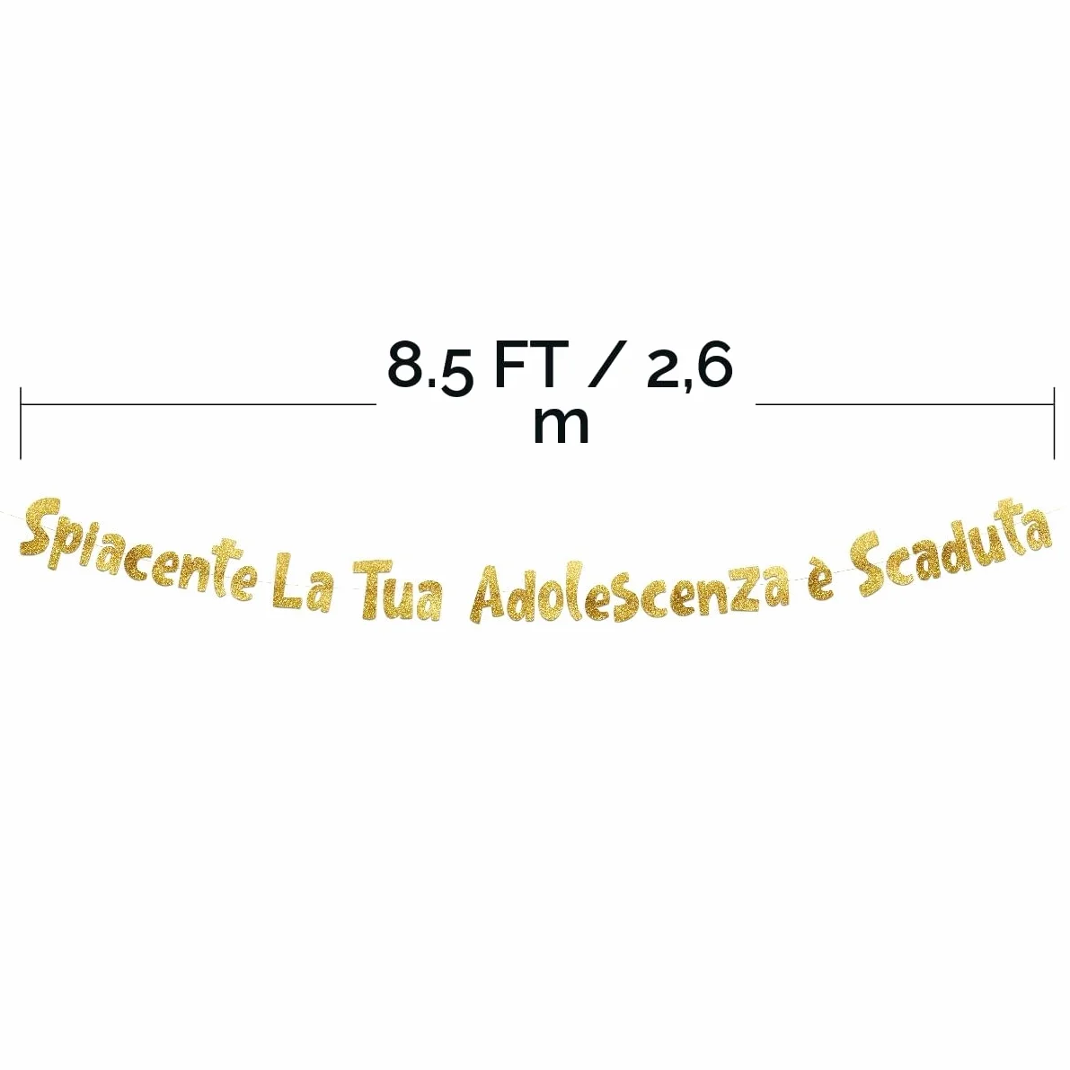 18° Compleanno Striscione "La Tua Adolescenza È Scaduta" Oro Glitterato – Decorazioni Compleanno Divertenti, Gadget & Regali per Lei e Lui