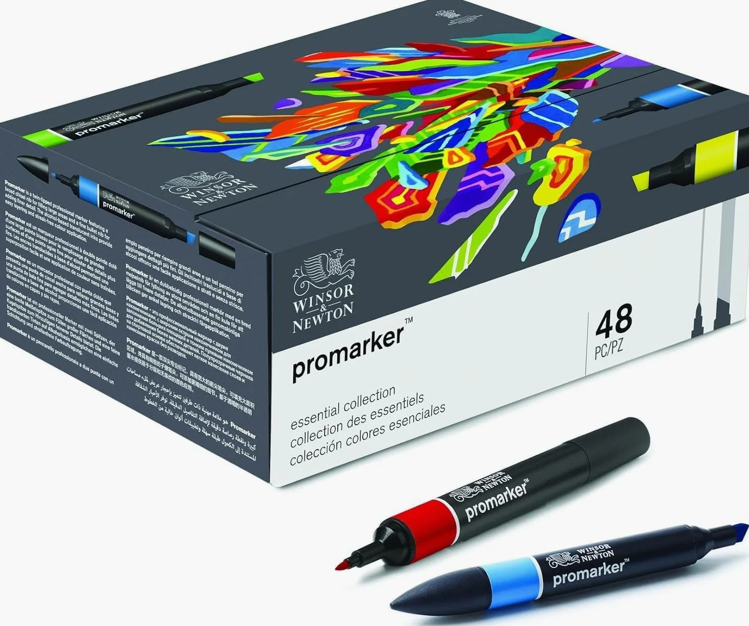 PROMARKER SET 48 WINSOR&NEWTON ESSENTIAL COLLECTION PENNARELLI DOPPIA PUNTA LETRASET PANTONI + CARTELLA COLORI IN OMAGGIO!!