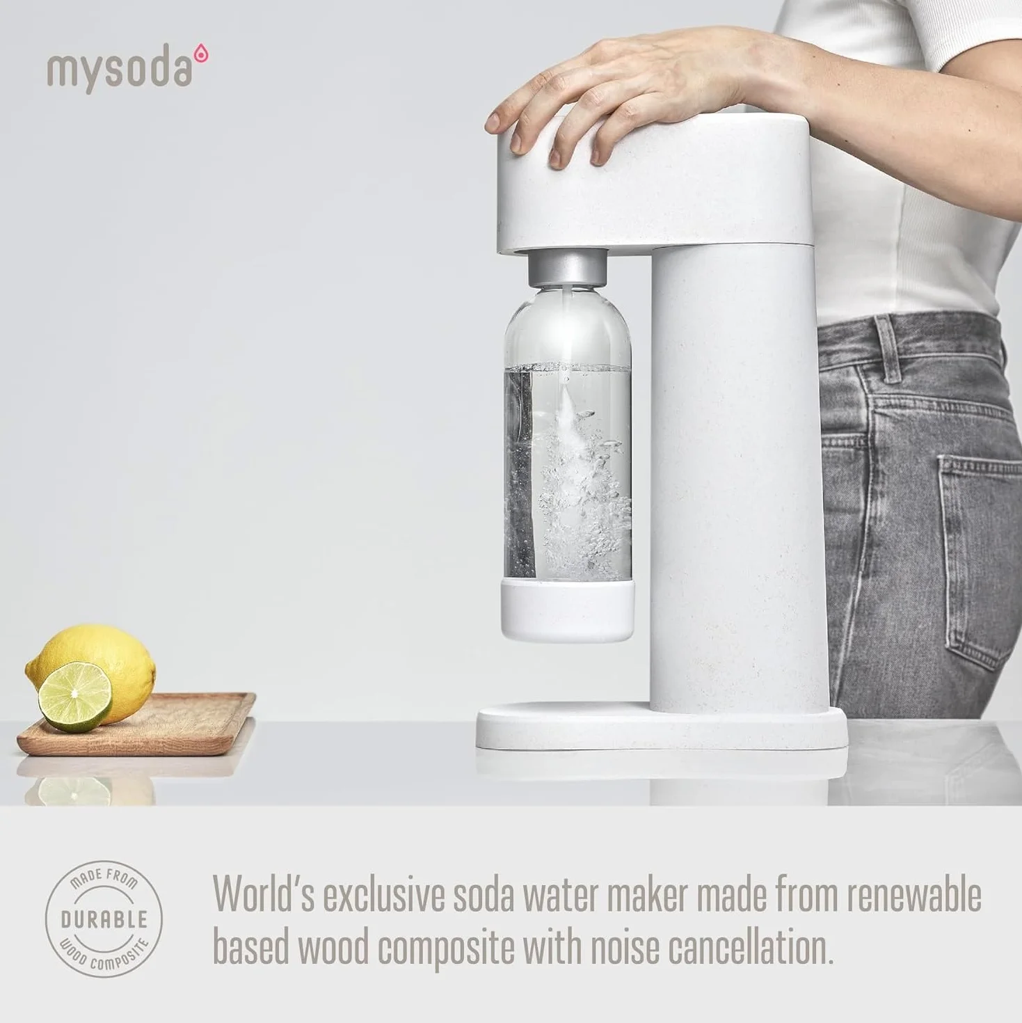 Mysoda Woody Carbonatrice Legno Composito Quick-Lock 1L Bianco