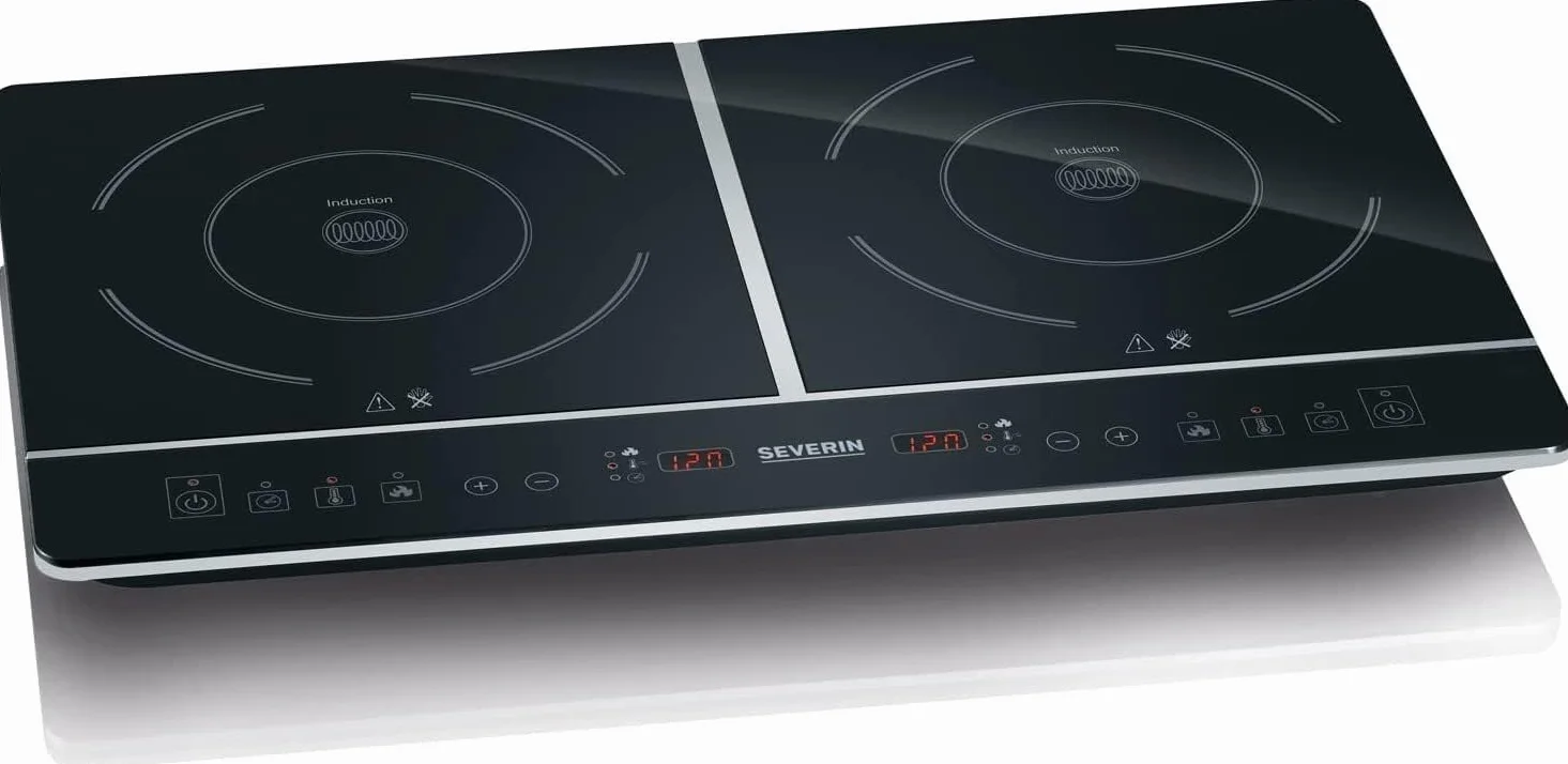 SEVERIN DK 1031 Doppia piastra a induzione 3400W piano in ceramica 2 piastre 10 livelli di potenza Nero