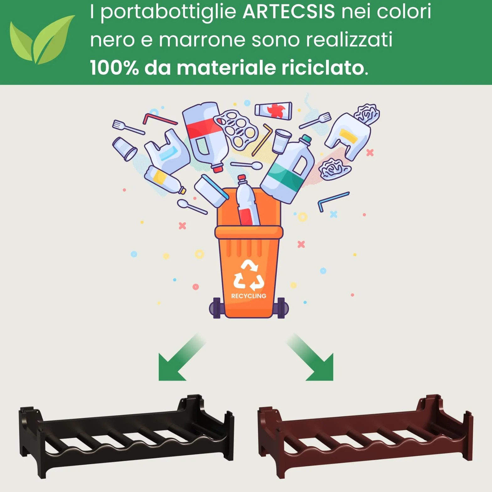 Cantinetta Portabottiglie in Plastica Modulare 36 Bottiglie Nero
