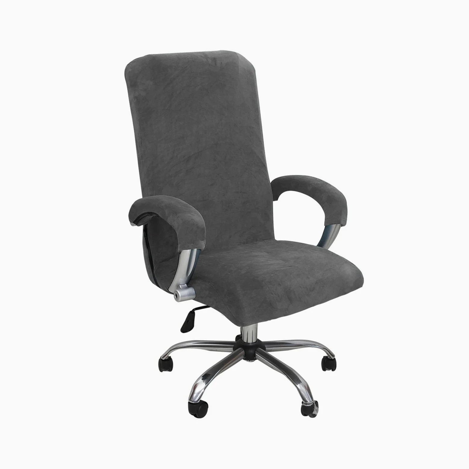 Coprisedia da ufficio in velluto di alta qualità, antiscivolo, elastico, per sedie da scrivania, elegante bianco e grigio scuro, adatto per grandi dimensioni, migliora l'arredamento dell'ufficio e il