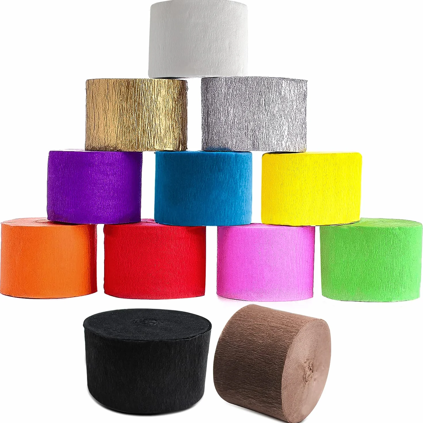 Carta Crespa Colorata 25 m x 4.5 cm 12 Colori per Lavoretti Decorazioni Feste