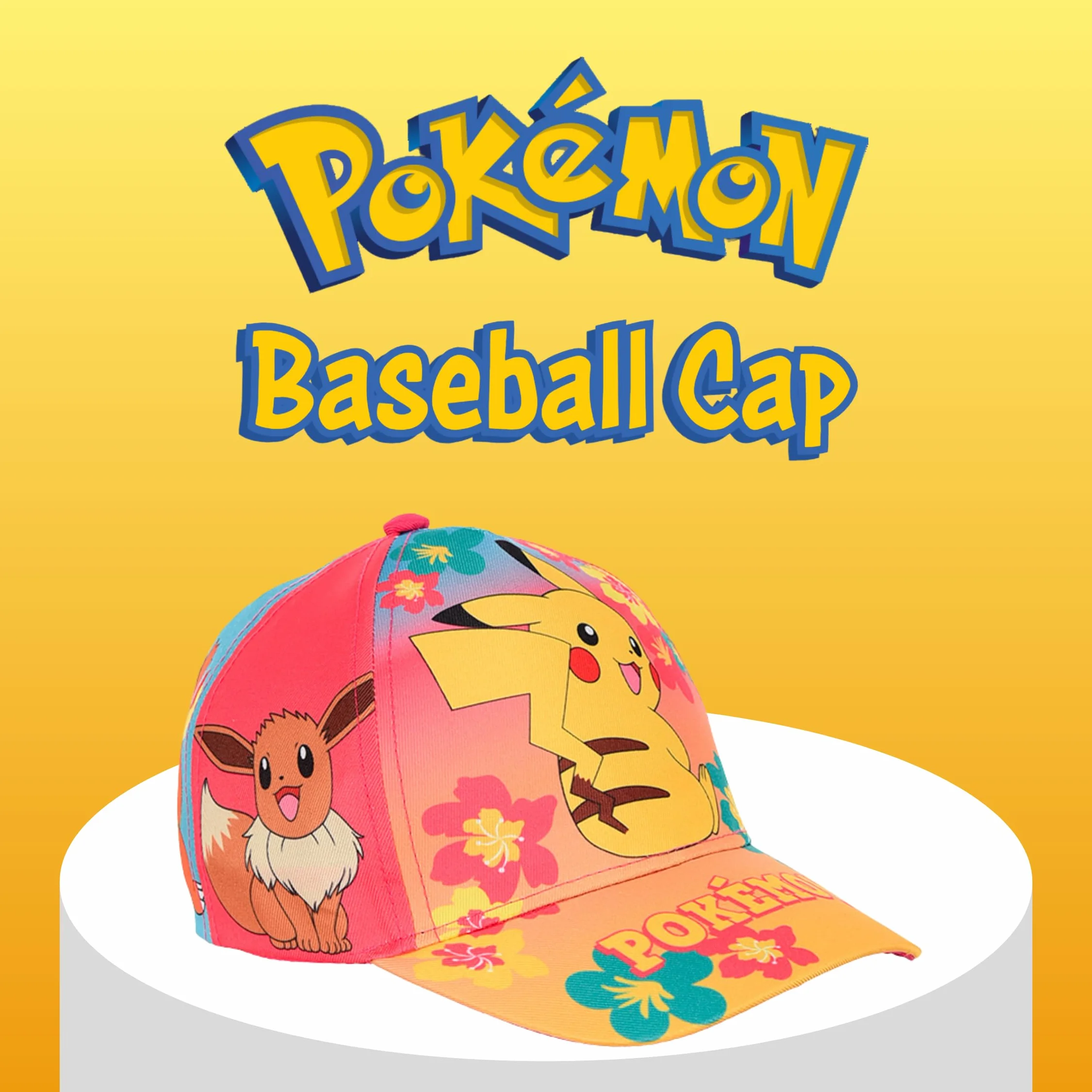 Pokémon Cappello da Baseball Ragazze, Berretto con Pikachu, Squirtle, Eevee, Charmander e Mew, Cappello Estivo per Bambine