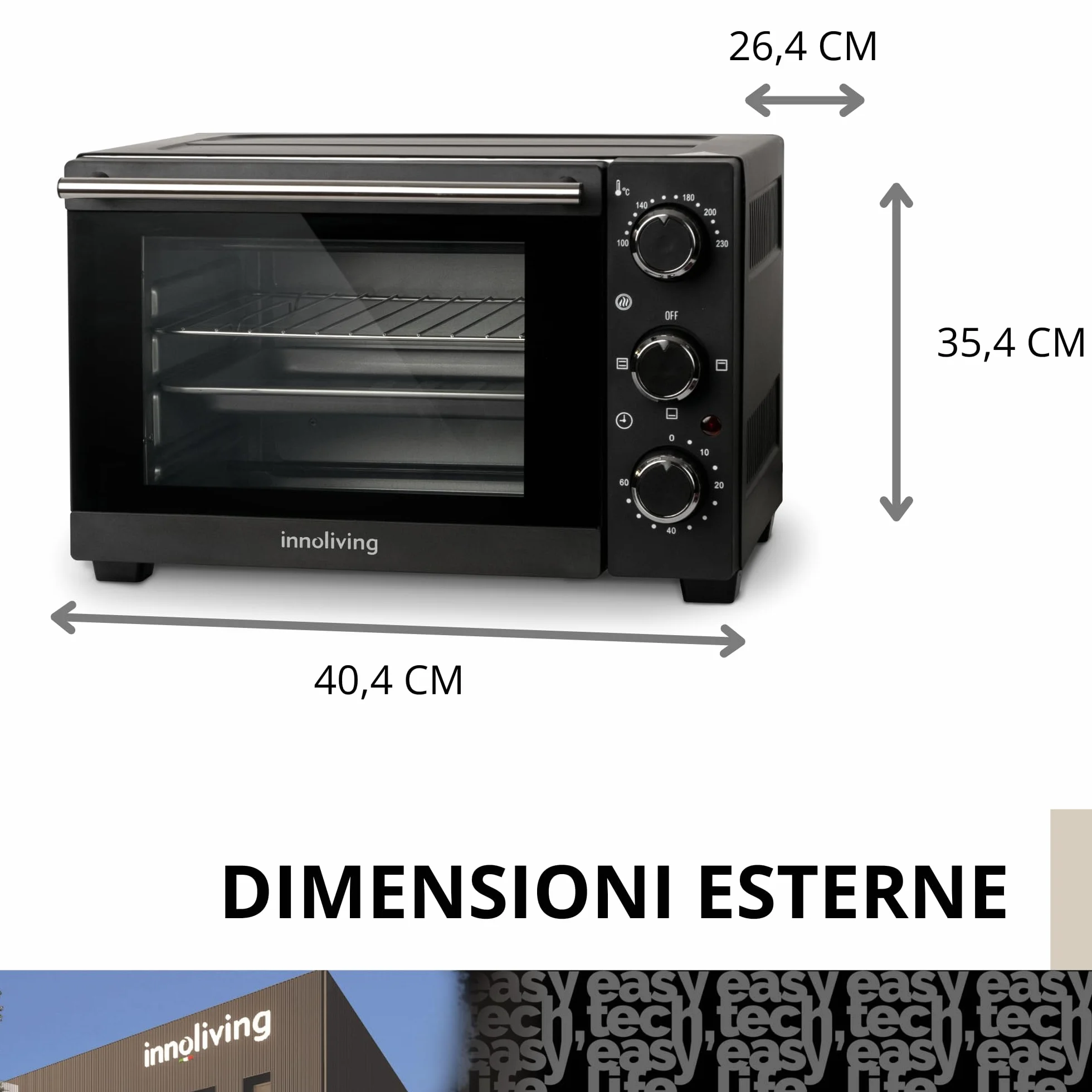 Innoliving Forno Elettrico 15 Litri 1200W Timer 60 Minuti 230°C