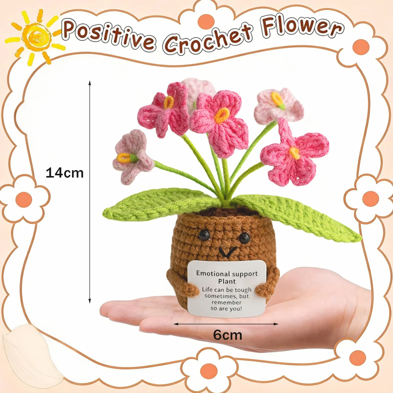Bambola 1 pezzo, fiori ispirati, biglietto motivazionale, regalo, portafortuna per la famiglia Amici e colleghi