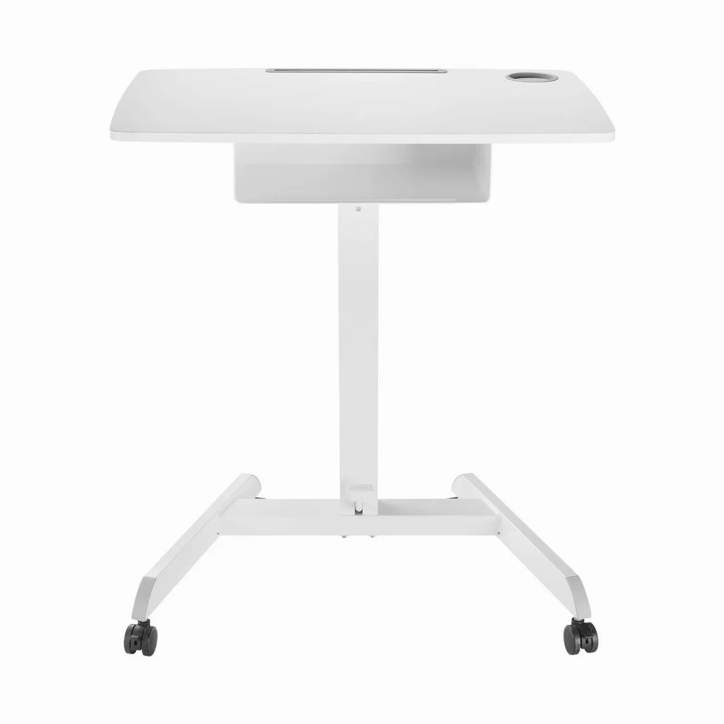 Maclean MC-903 Tavolo per laptop regolabile in Altezza max 113cm con rotelle e Casetto Scrivania sit-stand Postazine di lavoro Carrello (Bianco)