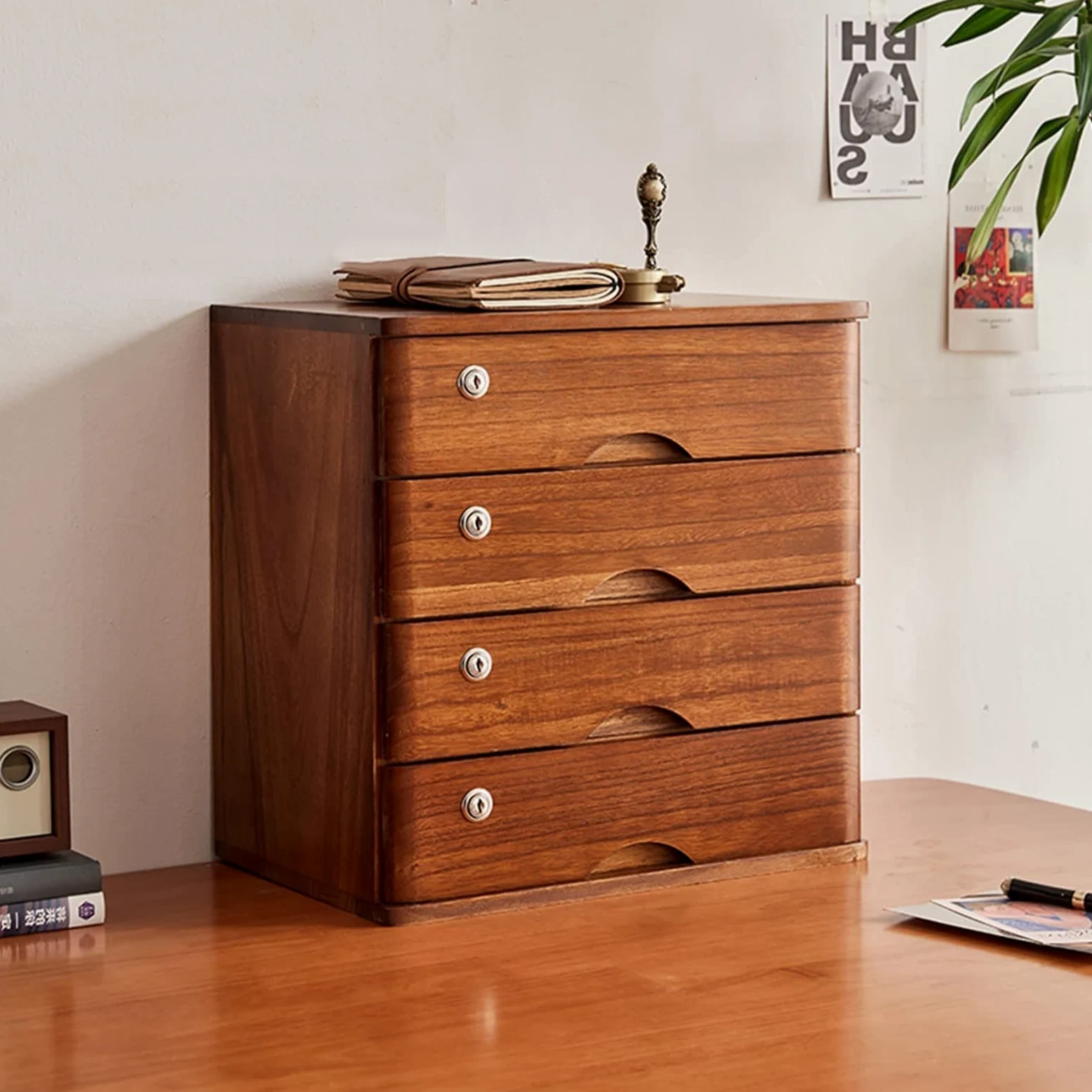 Scrivania in legno con serratura con divisori per schedario, 14 ripiani, per scrivania e sicurezza, perfetta per uso domestico e ufficio.