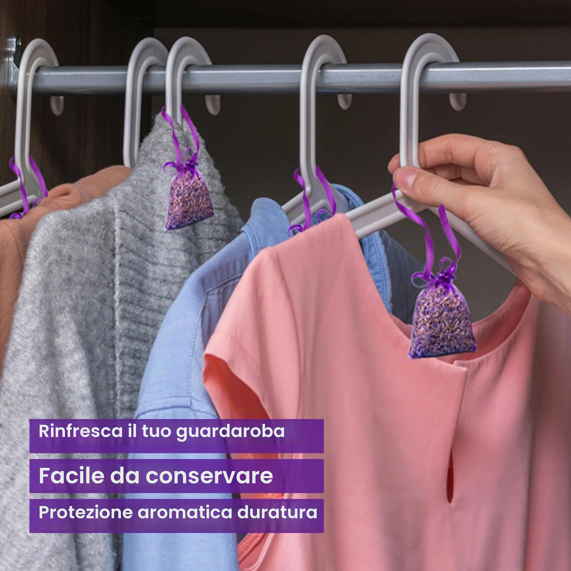 Sacchetti di Lavanda - Set di 14 Lavanda Sacchetti Profumatori Armadio e Cassetti – Profumatore Naturale Casa e Auto, Antitarme per Armadi Vestiti – Sacchetti Profumati per Armadio
