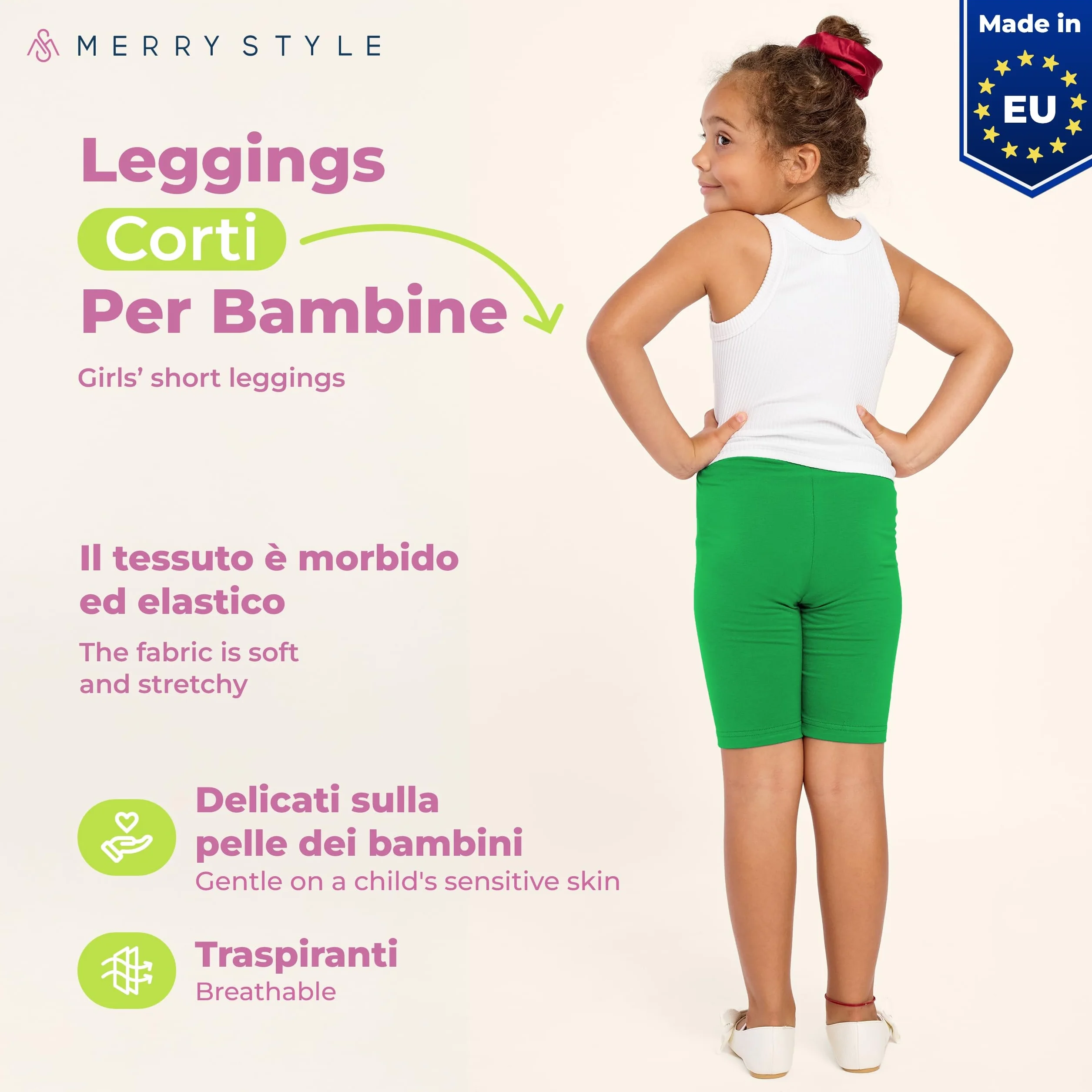 Merry Style Leggings Corti Bambina e Ragazza MS10-227