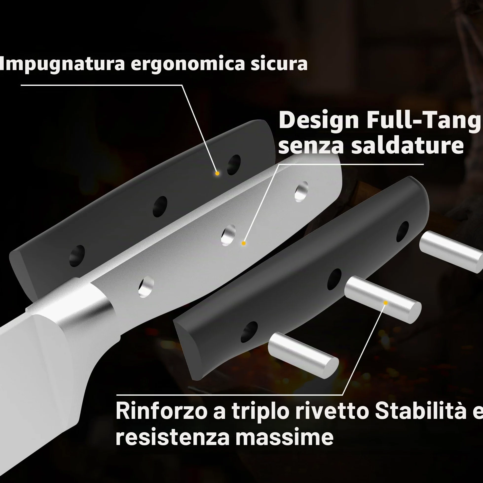 Set di Coltelli da Cucina 13 Pezzi Professionale con Blocco Legno e Affilatore Integrato, Coltelli Chef Affilati - Ideale per Casa e Ristoranti, Nero Elegante, Lavabile in Lavastoviglie