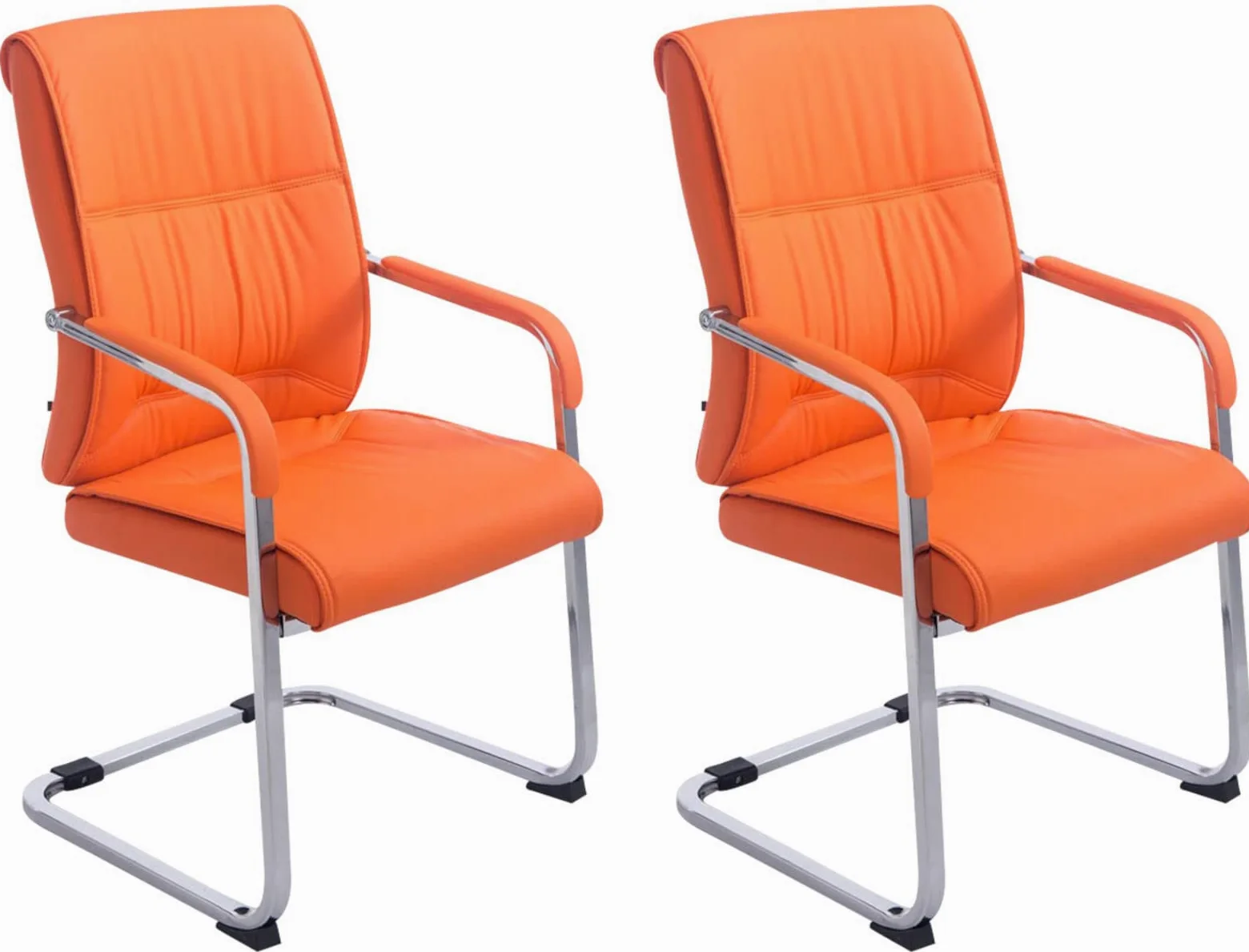 CLP Set Di 2 Sedie Da Conferenza A Sbalzo XXL Anubis Con Rivestimento In Similpelle I Easy Care Con Braccioli, Colore:arancione