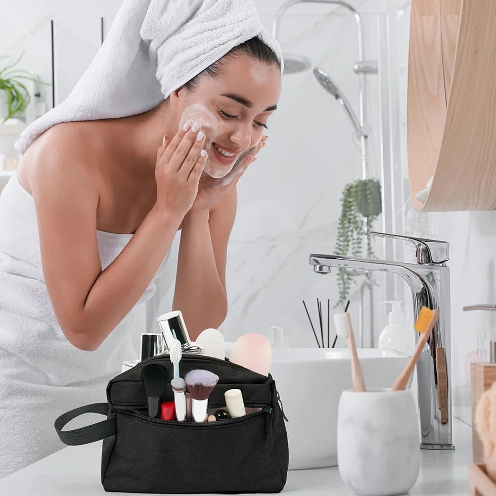 Aucuu Borsa da Toilette per Uomo Donna, Beauty Case Grande da Viaggio, Trousse Resistente all'Acqua