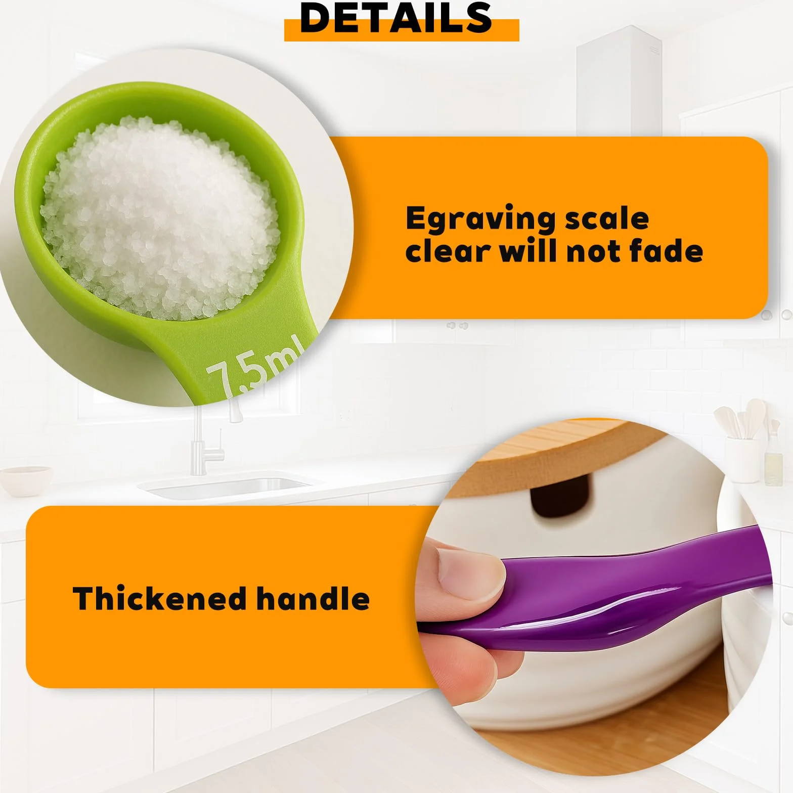 5 Pezzi Cucchiaio Dosatore, colori misti, cucchiai da cucina Set da 5 per misurare ingredienti secchi e liquidi,Misurino Grammi