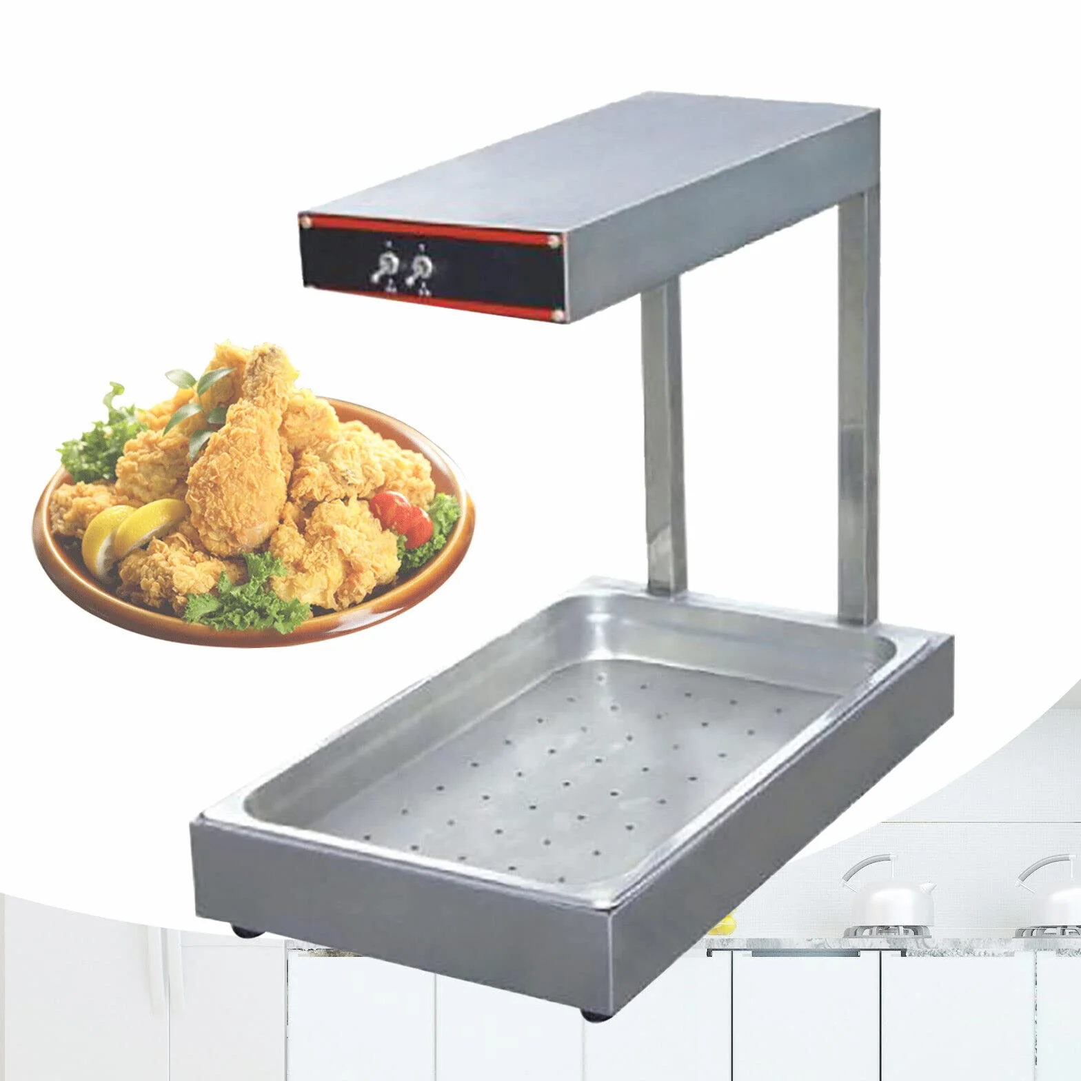 Riscaldatore Fritte a Infrarossi Commerciale Lampada Riscaldamento Cibo Filtro Olio Serbatoio