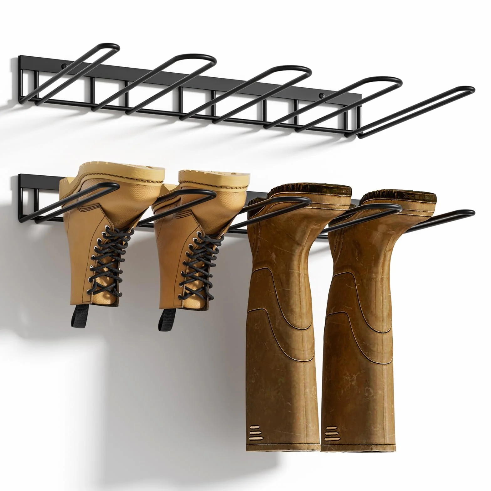 zacurter Welly Boot Rack – Supporto da parete per 4 paia – Rack di stoccaggio in metallo per esterni e interni – Scarpiera per ingresso e garage