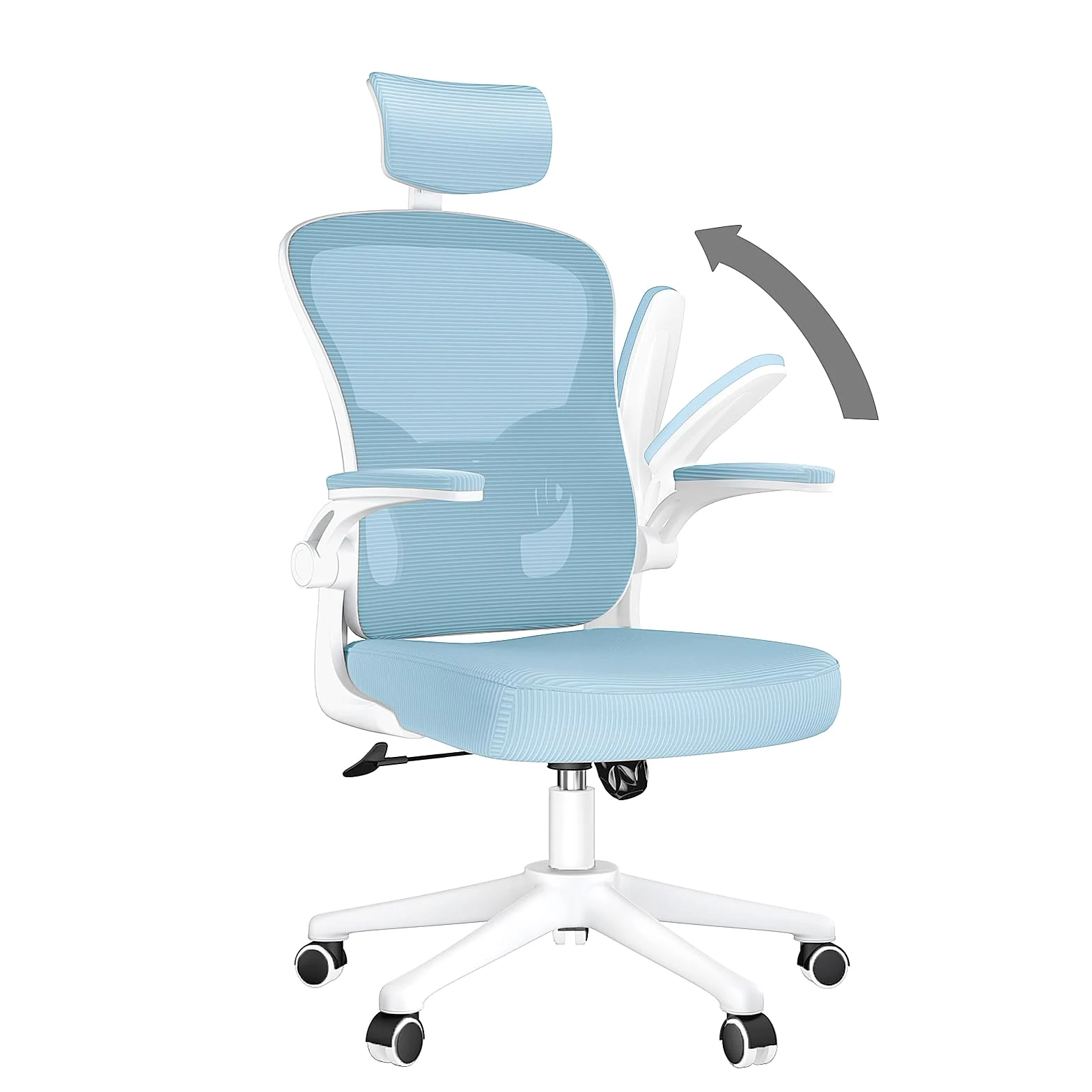rattantree Sedia da Ufficio, Sedia Ufficio Scrivania con Poggiatesta Regolabile, Sedia Ergonomica per Computer con Braccioli Regolabili e Supporto Lombare per Home Office, Blu