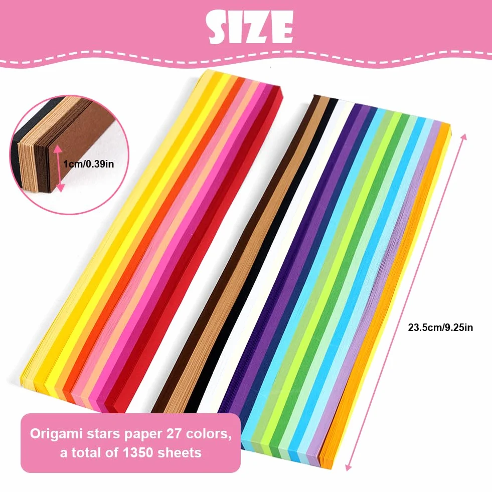 OFFCUP Carta Pieghevole 1350 Fogli Origami Paper 27 Colori Stella Fortunata