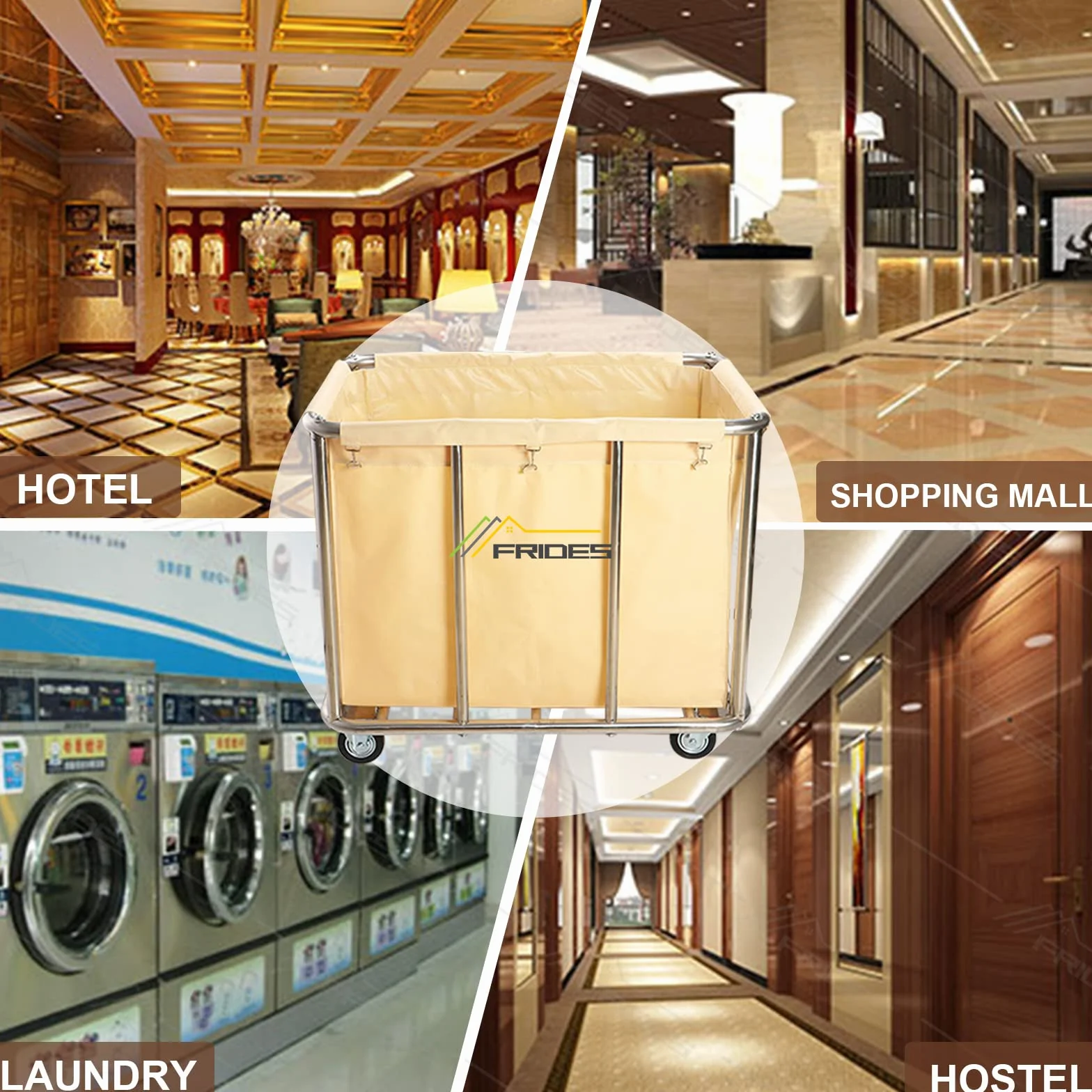 Carrello per lavanderia pesante commerciale, grande carrello portaoggetti in acciaio inox con ruote, cesti di rotolamento, camion con fodera rimovibile in tela per Lndustrial/Home 400L