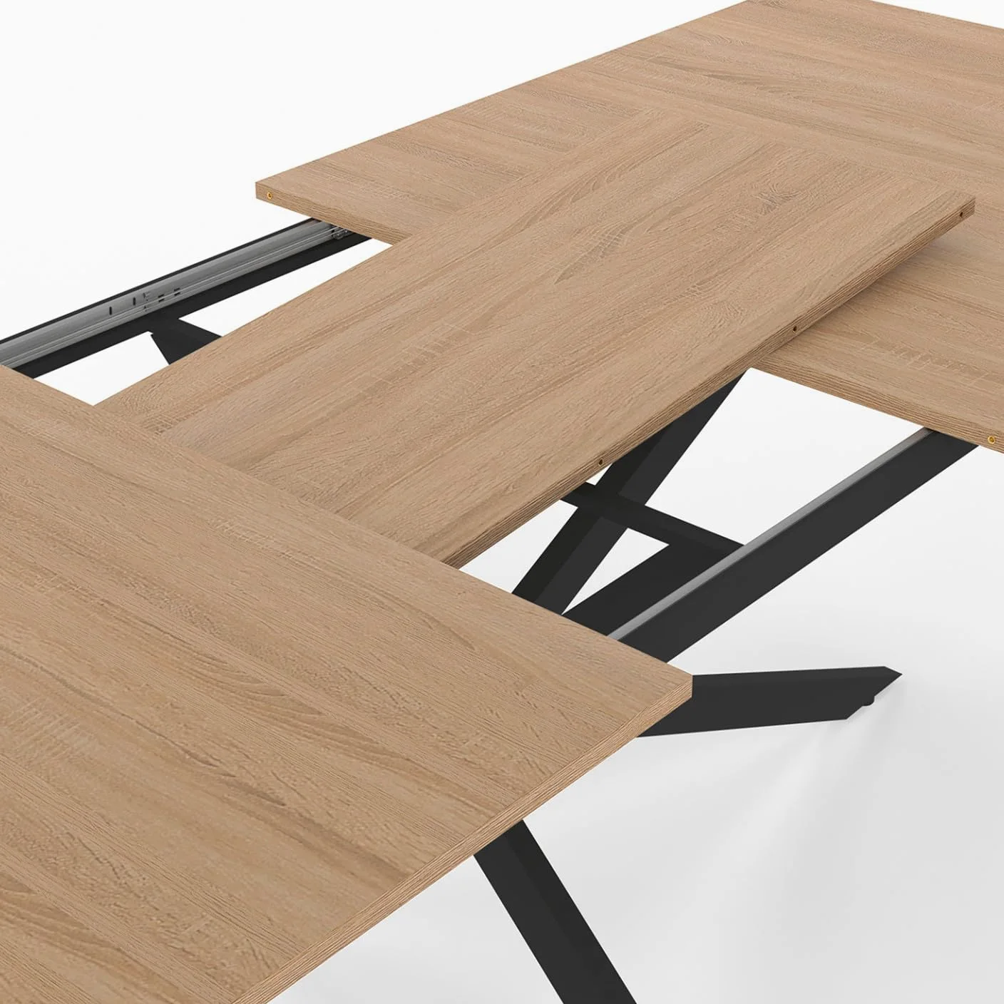 IDMarket - ALIX Tavolo da pranzo rettangolare allungabile per 4-8 persone con gamba in legno e ragno nero 120-160 cm